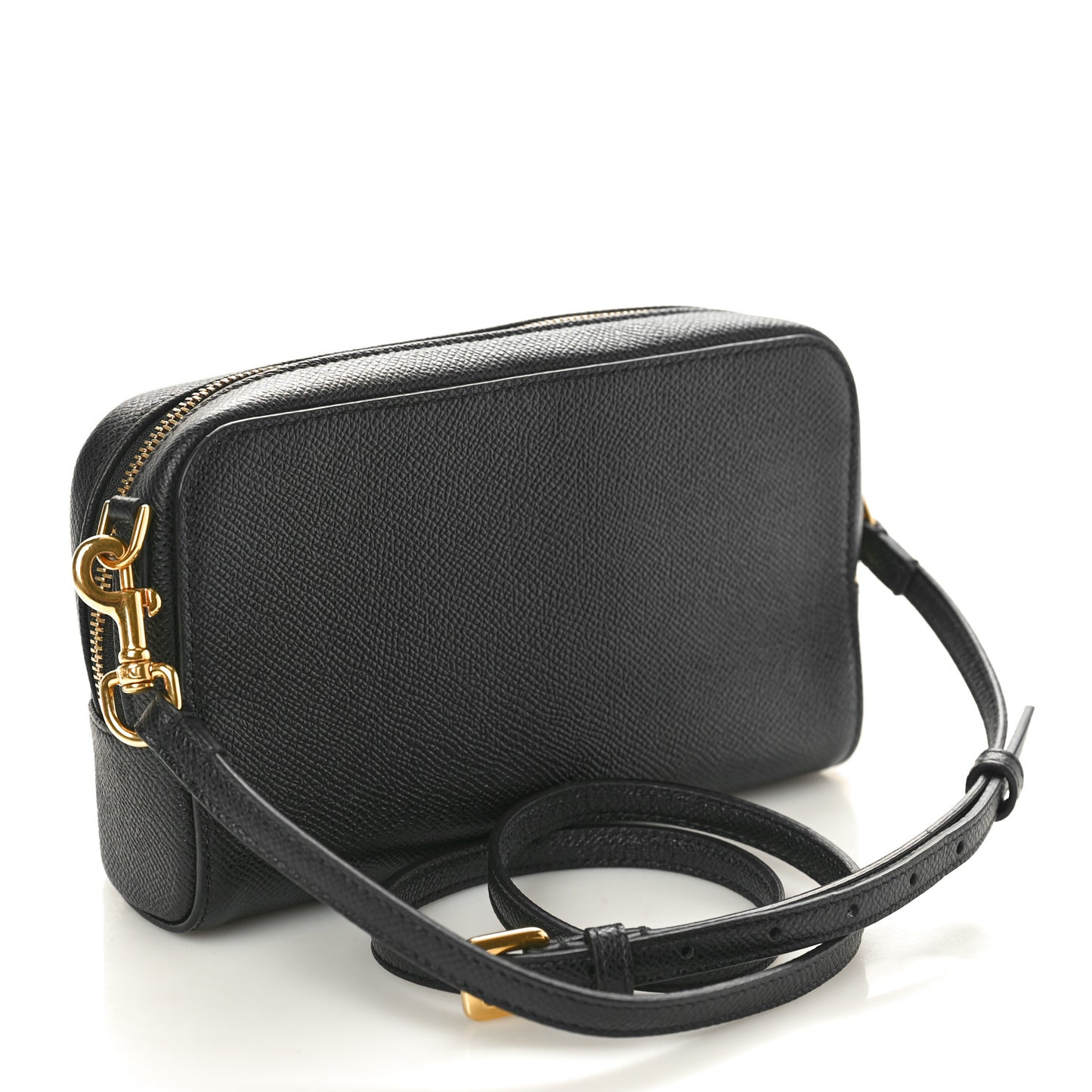 Grained Calfskin Caro Double Pouch Black