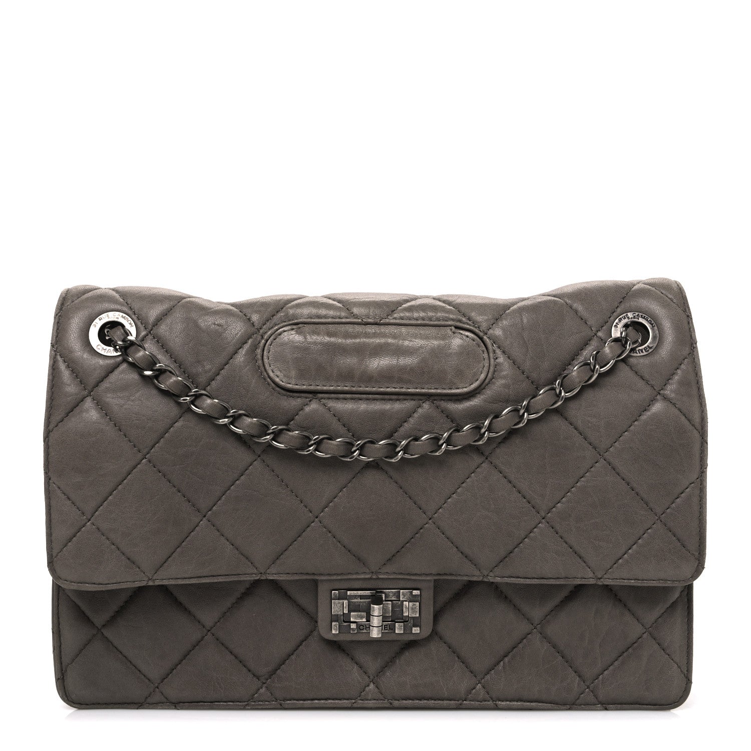 Chanel Washed Lambskin Jumbo Take Away Flap Grey 1870524 Chanel Washed Lambskin Jumbo Take Away Flap Grey 1870524