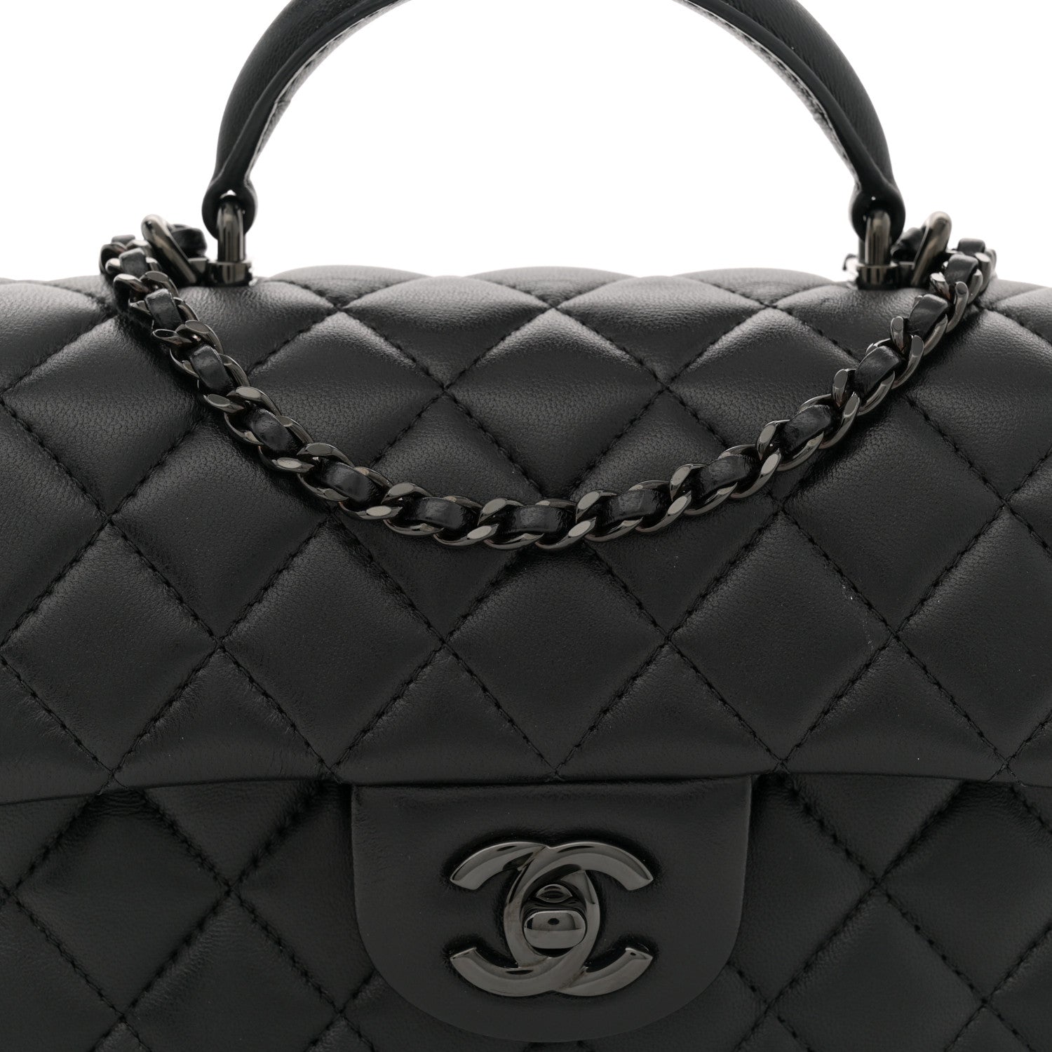 Chanel Lambskin Quilted Mini Top Handle Rectangular Flap So Black 8 of 11