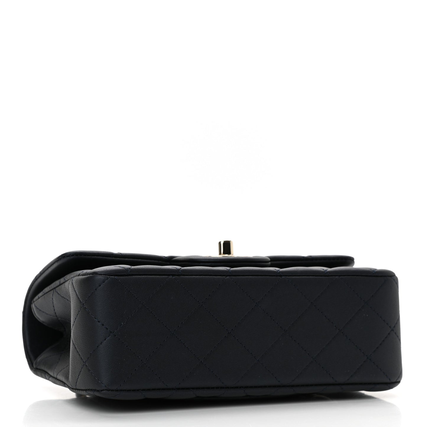 Lambskin Quilted Mini Top Handle Rectangular Flap Navy Blue