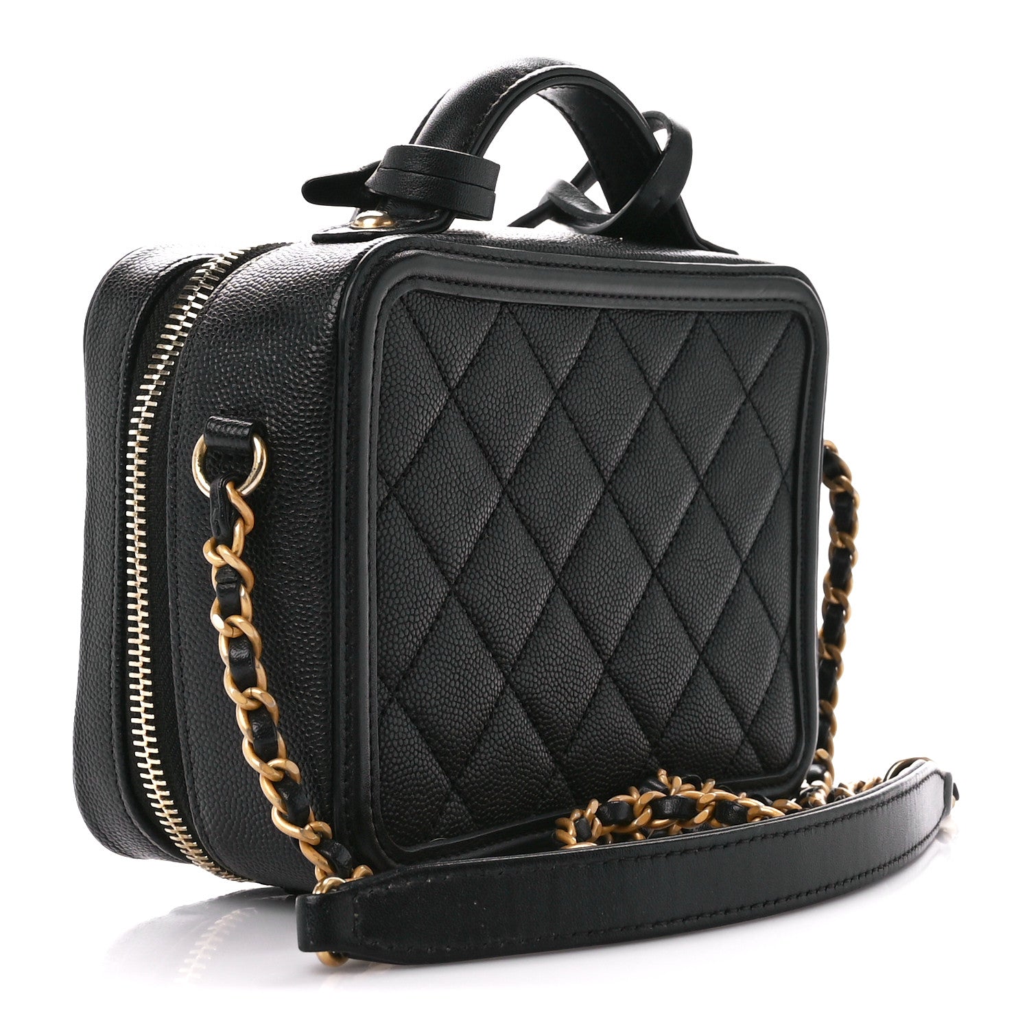 Chanel Caviar Quilted Small CC Filigree Vanity Case Black 3 of 12