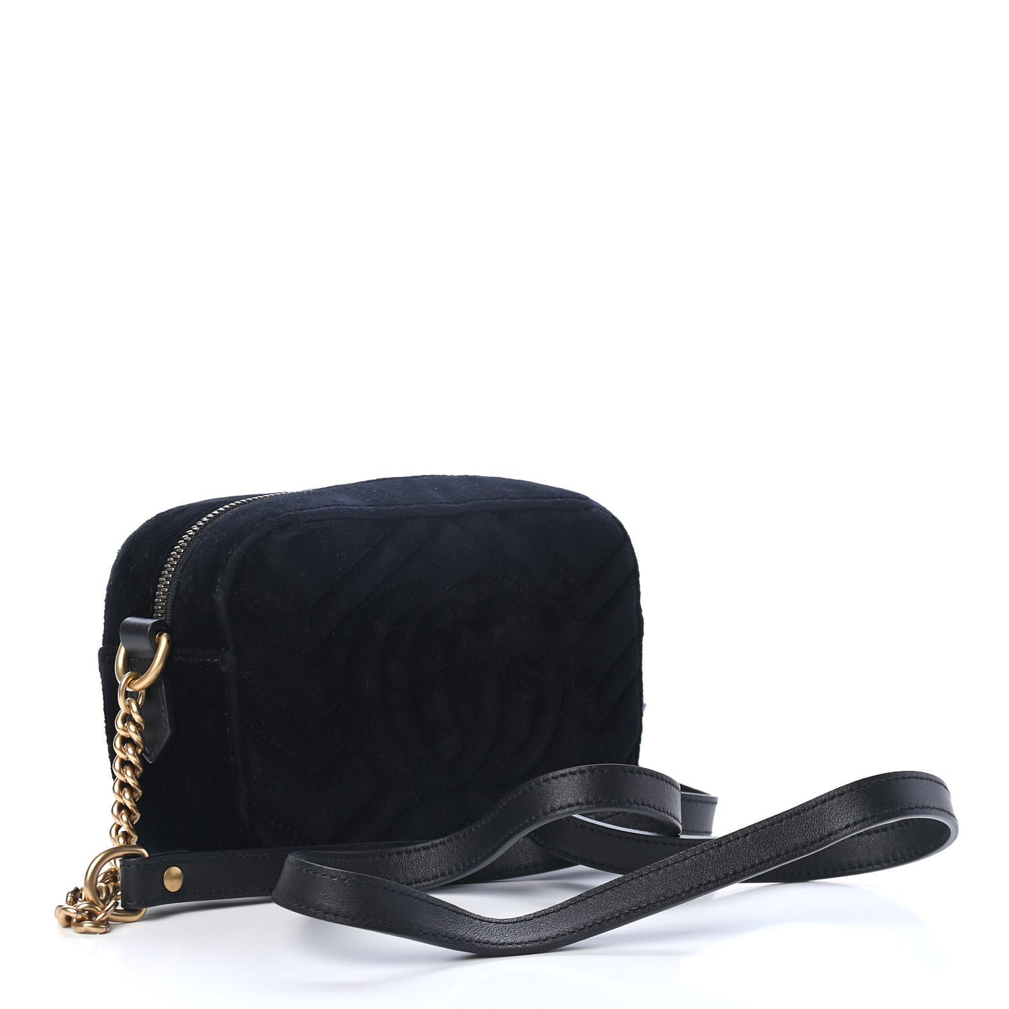 Velvet Matelasse Marquise Crystals Mini GG Marmont Chain Shoulder Bag Black