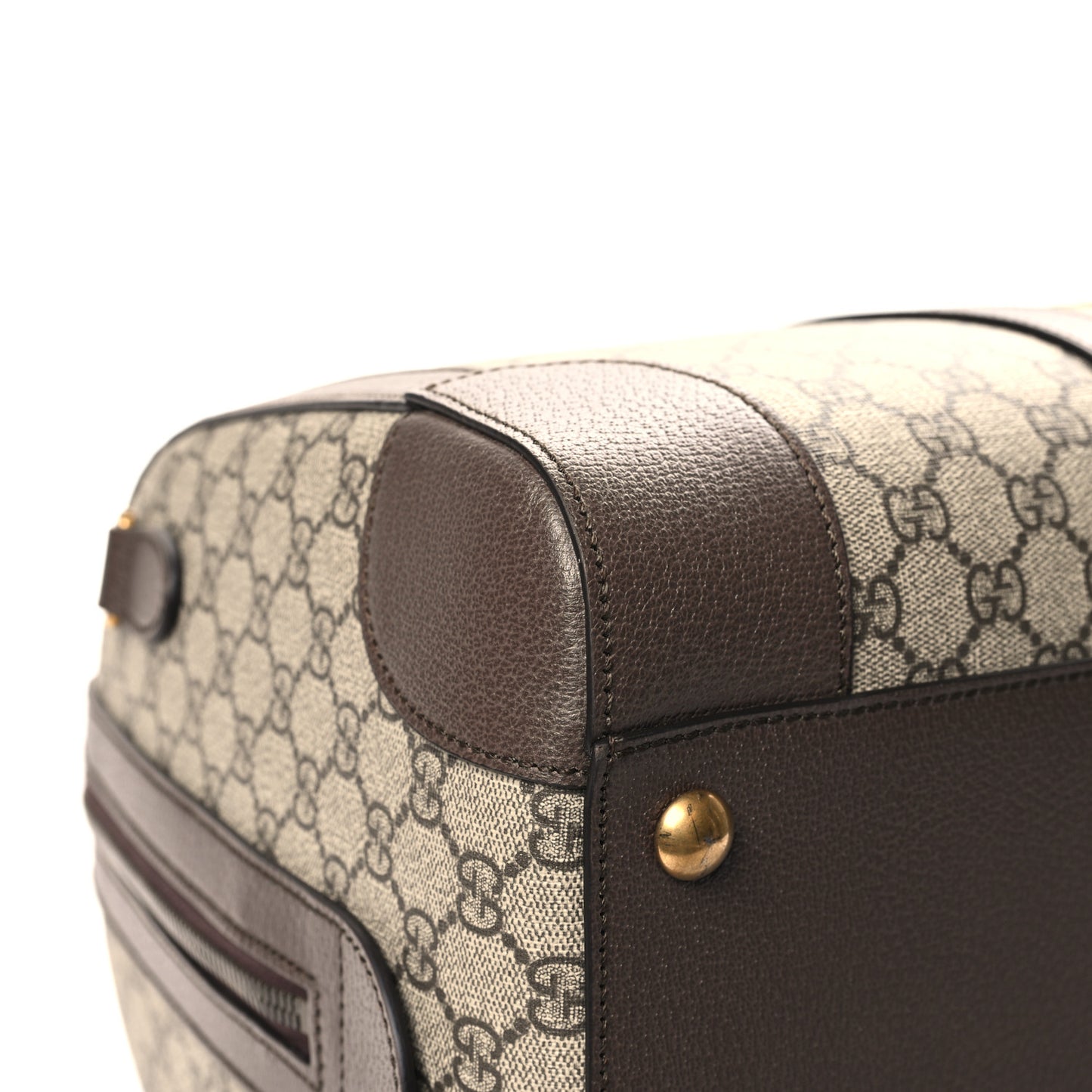 GG Supreme Monogram Textured Dollar Calfskin Web Medium Savoy Duffle Bag Beige Ebony New Acero