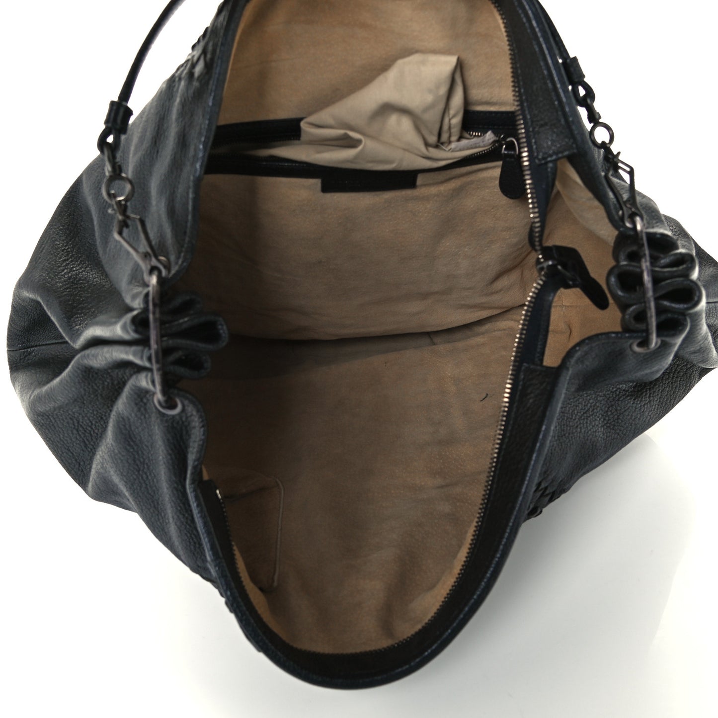 Cervo Deerskin Woven Hobo Black