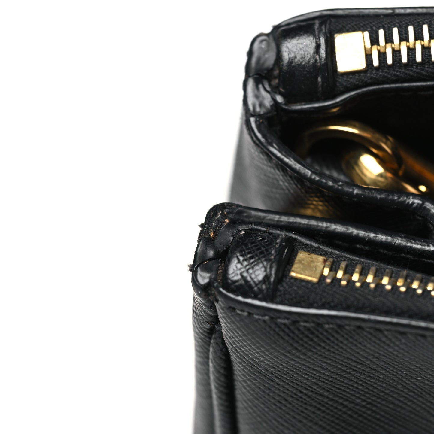 Saffiano Medium Galleria Double Zip Tote Black