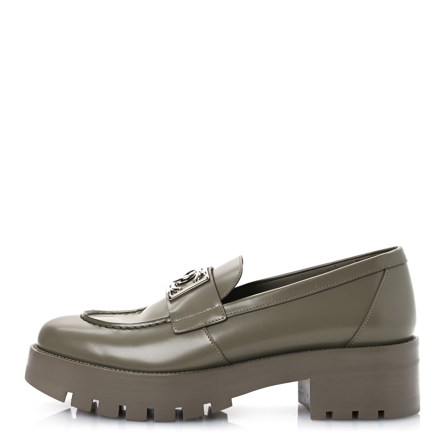 Chanel Calfskin Metal CC Loafers 40 Khaki 1696602 – FASHIONPHILE