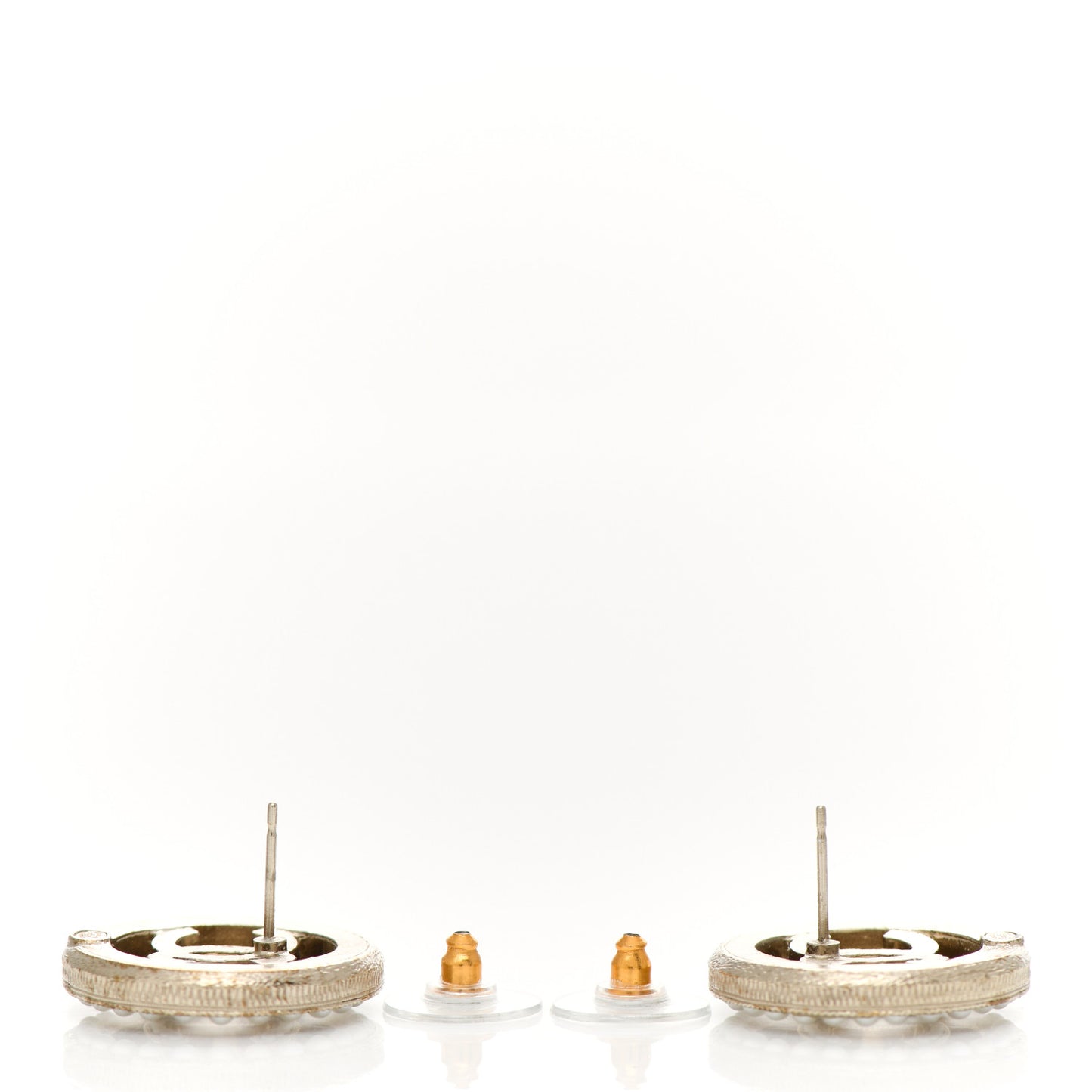 Pearl CC Round Earrings Gold