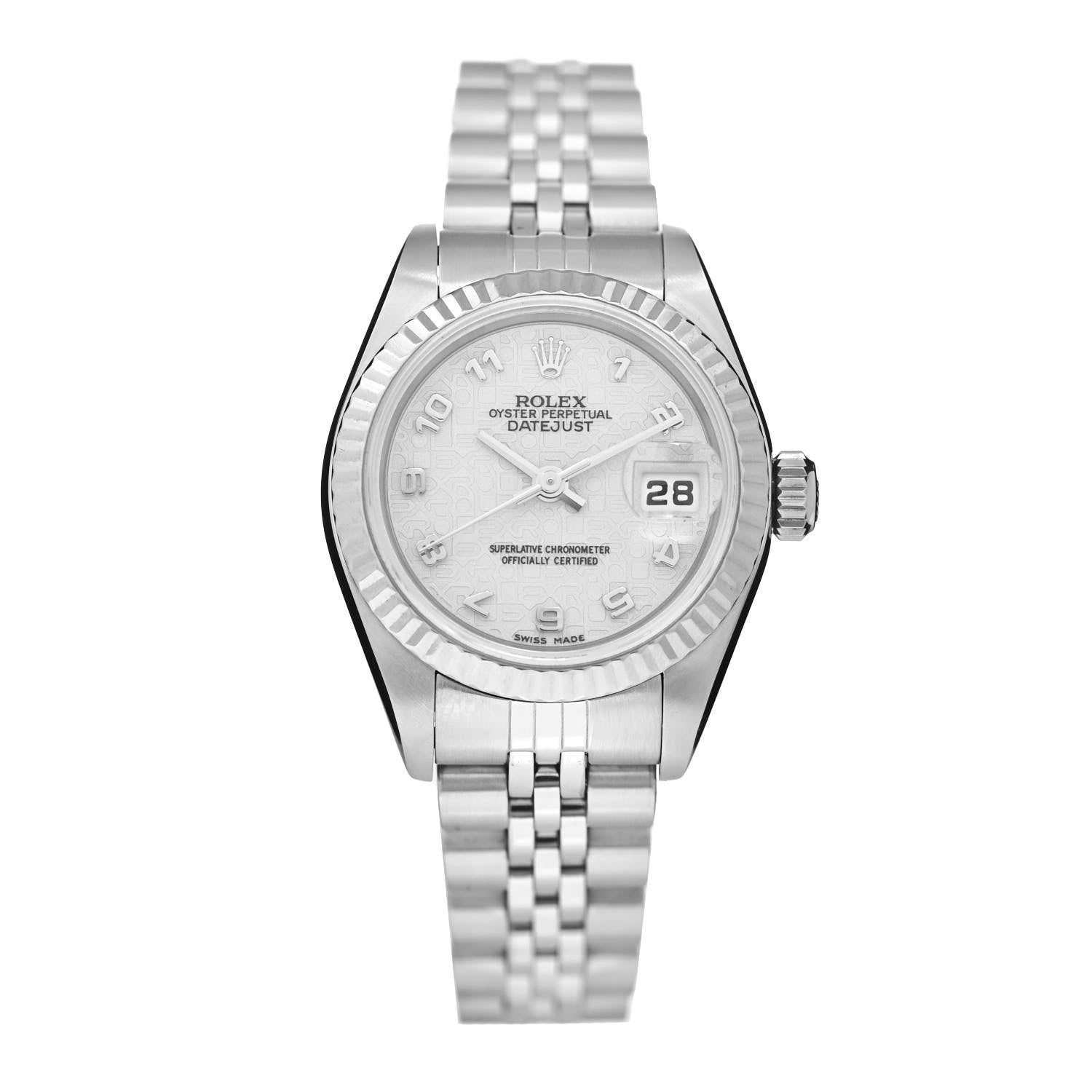 Rolex Stainless Steel 18K White Gold 26mm Oyster Perpetual Datejust Watch Silver 79174 1 of 4