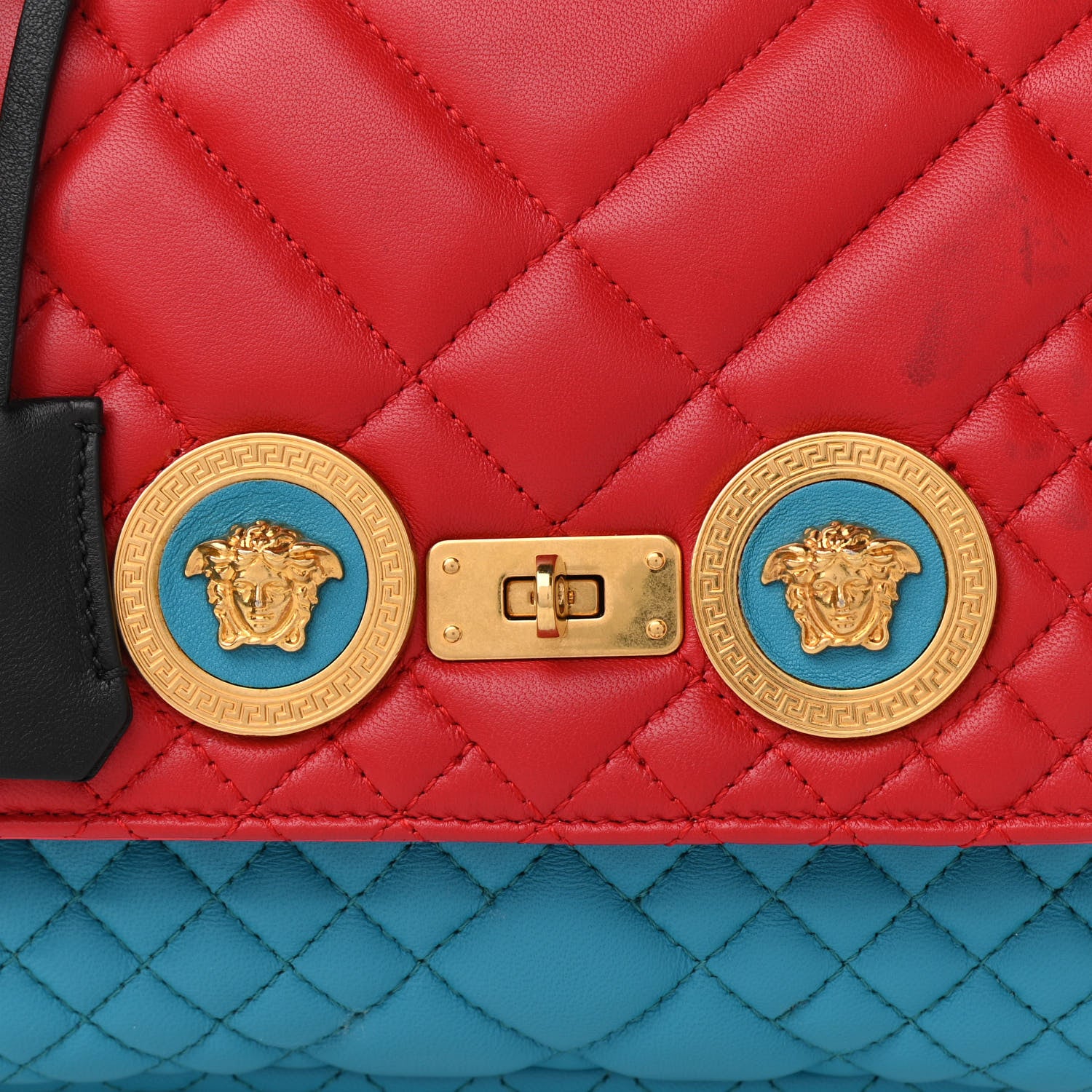 Versace Nappa Quilted Icon Shoulder Bag Red Blue Black 8 of 12