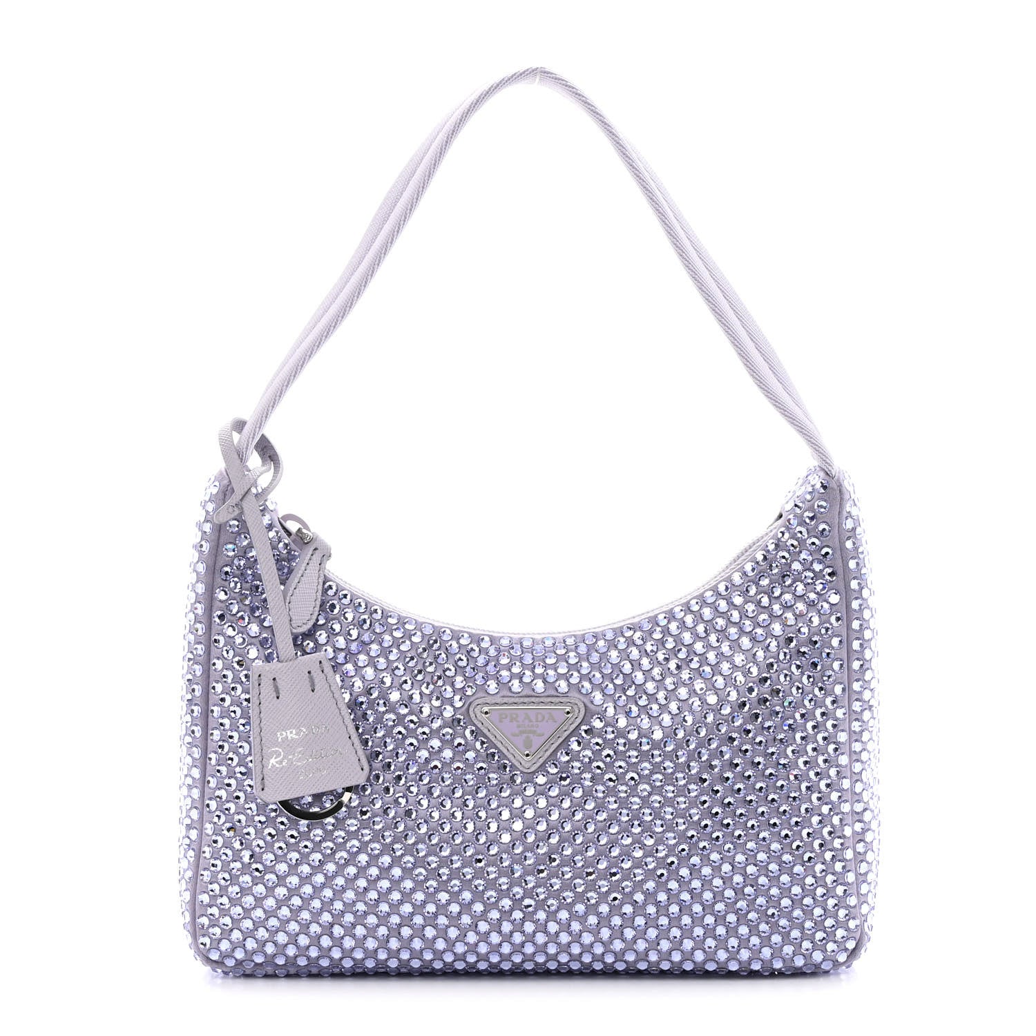 Prada Satin Crystal Mini Re-Edition 2000 Bag Glicine 1 of 10