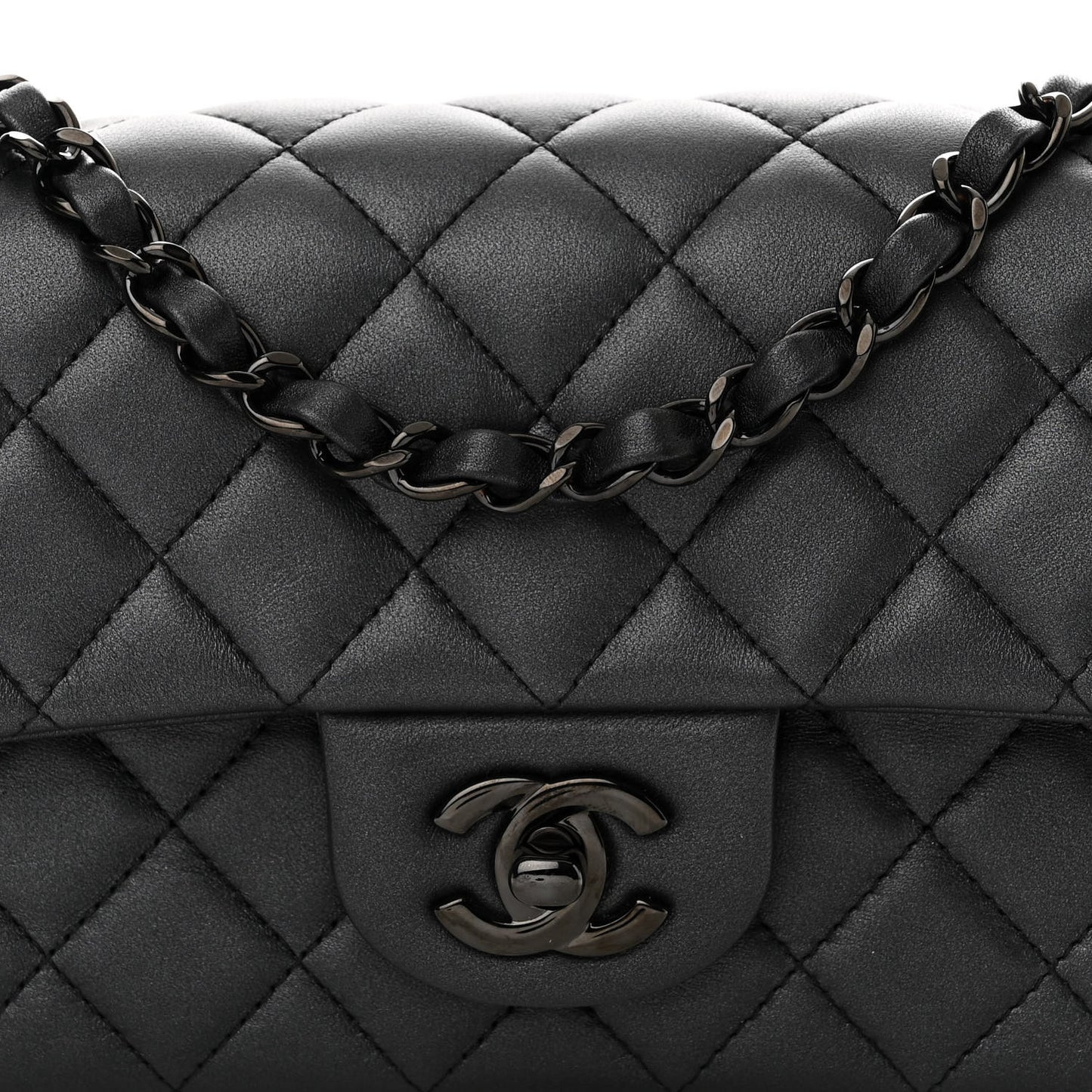 Lambskin Quilted Mini Rectangular Flap So Black
