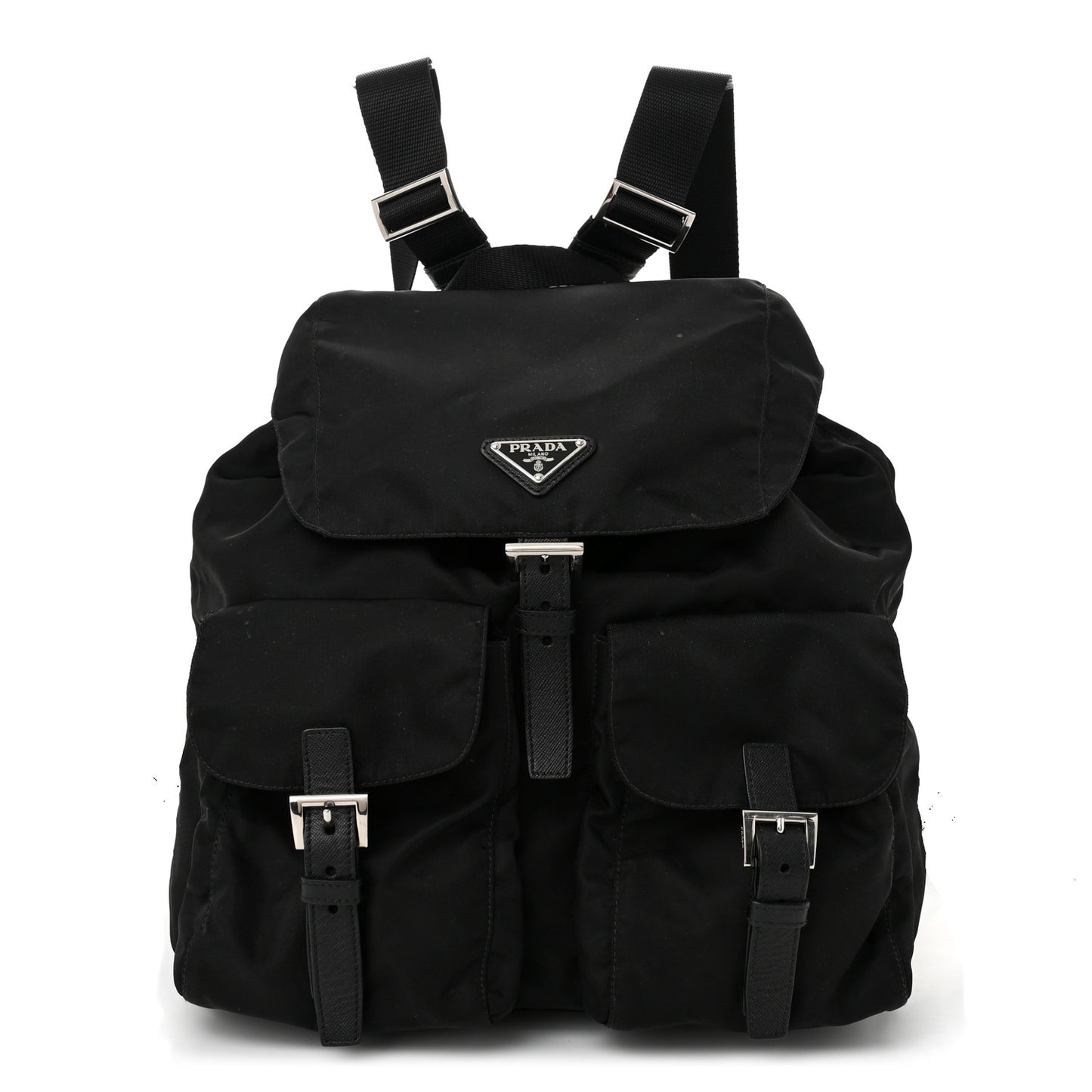 Tessuto Nylon Saffiano Medium Backpack Black