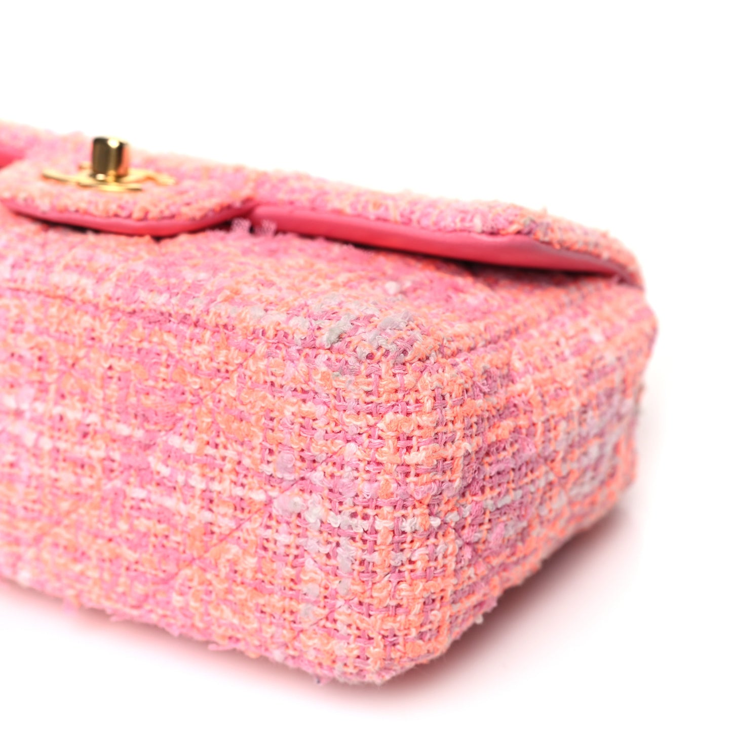Tweed Quilted Mini Rectangular Flap Pink Orange White