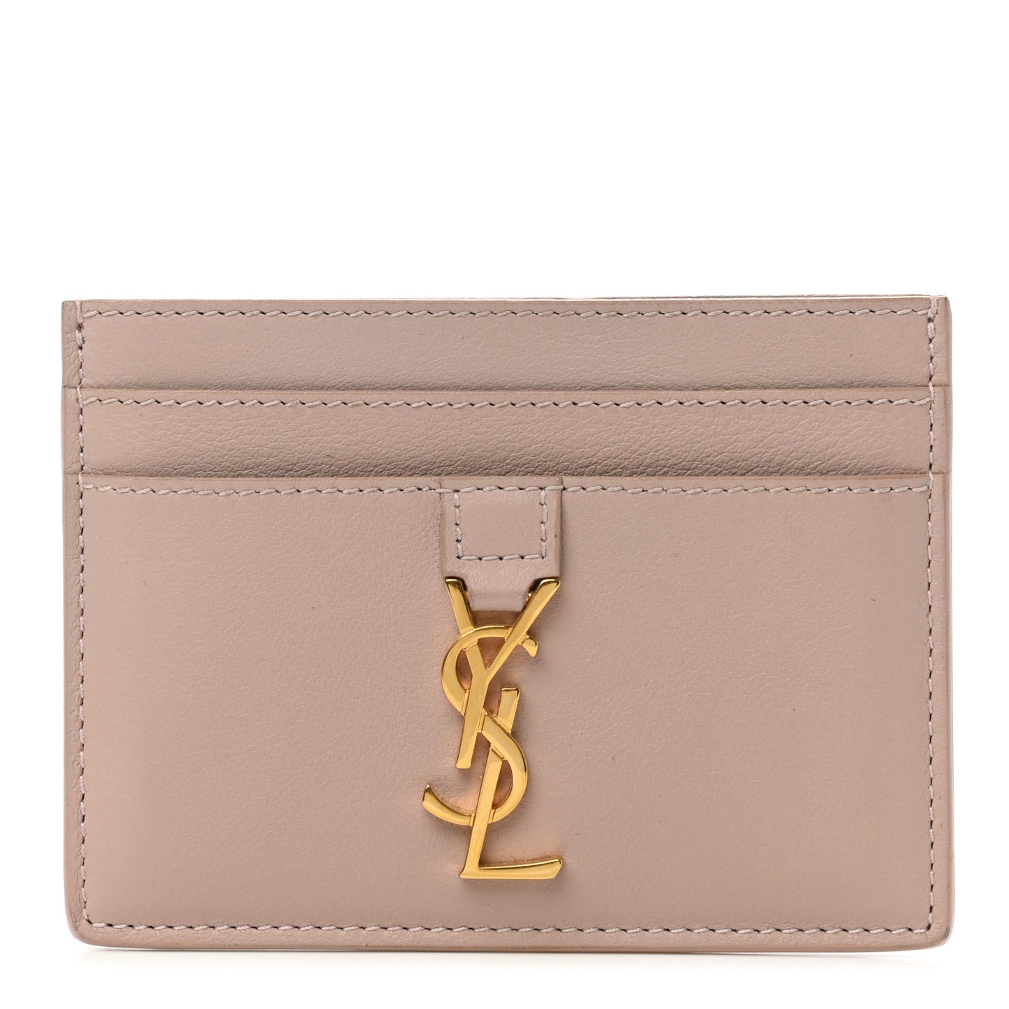 Calfskin Monogram Credit Card Case Pale Pink