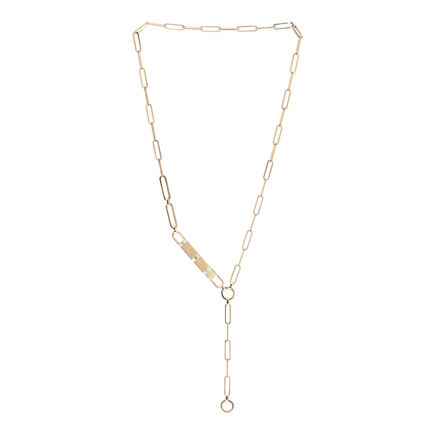 18K Yellow Gold Diamond PM Kelly Chaine Lariat Necklace ST