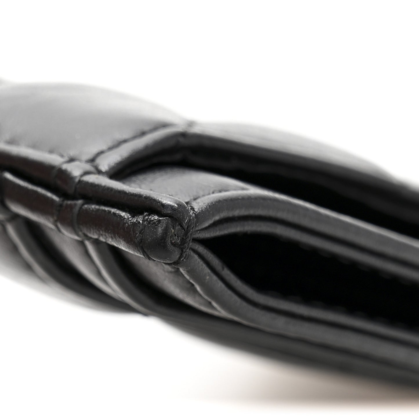 Aged Calfskin Chevron Quilted Gabrielle Card Holder So Black