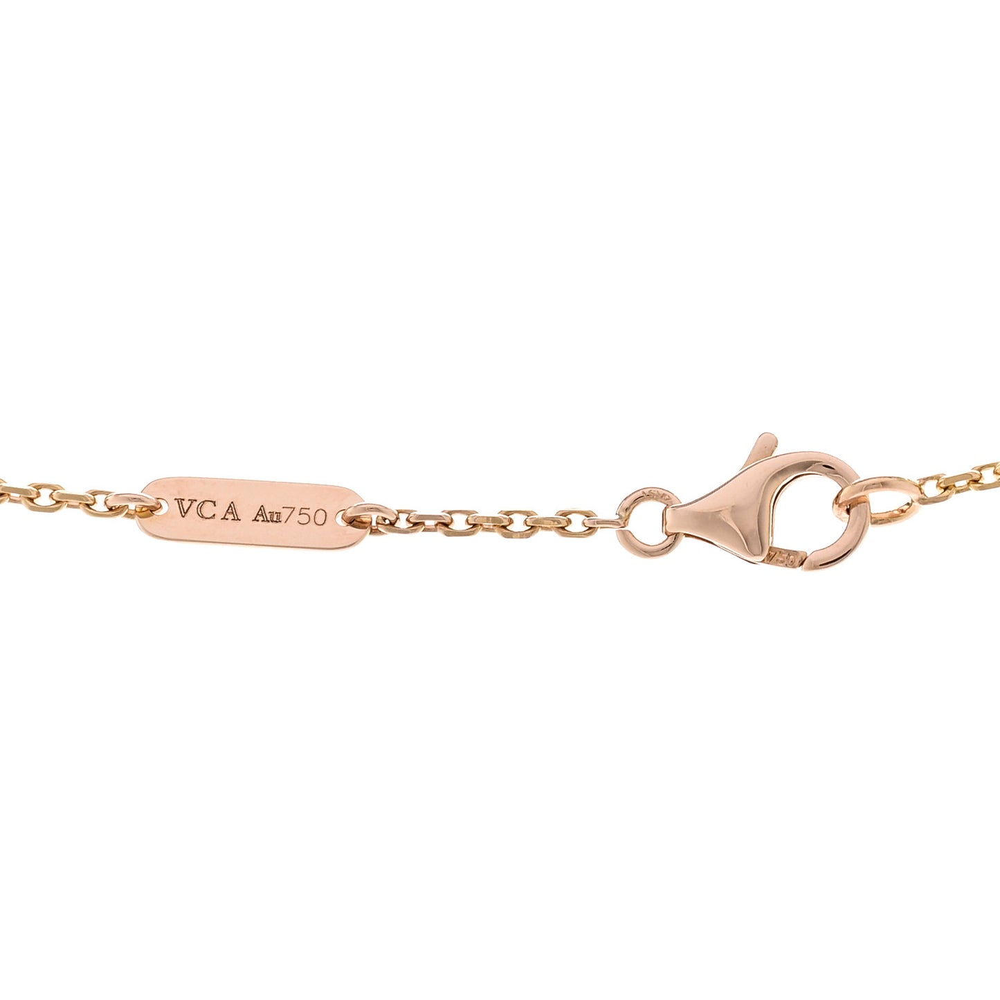 18K Rose Gold Diamond Mother of Pearl Vintage Alhambra Pendant Necklace
