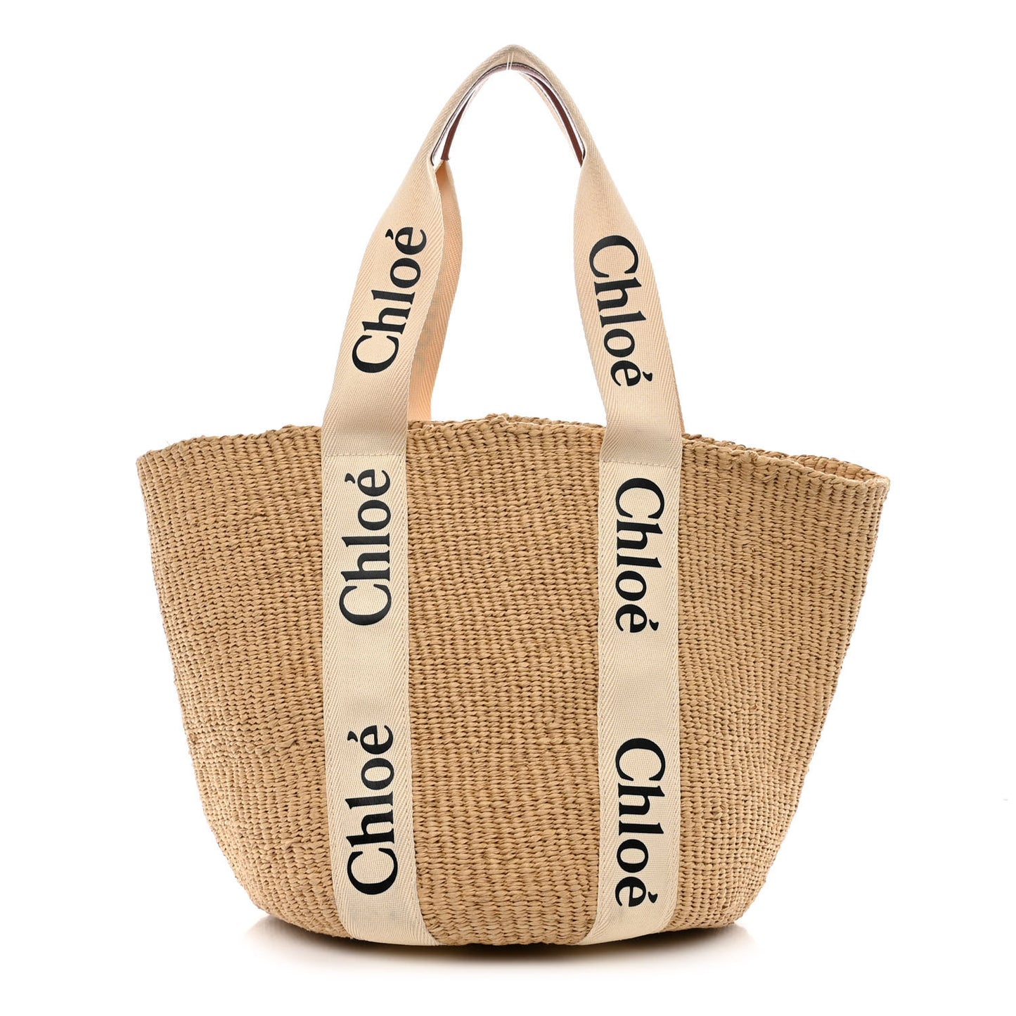 Raffia Large Woody Tote White