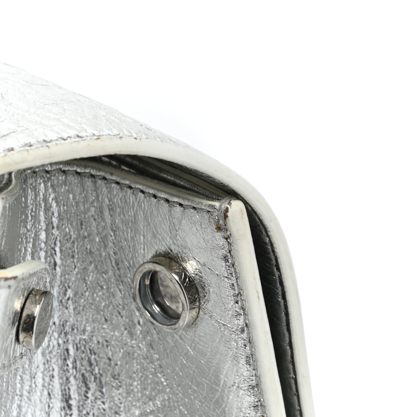Metallic Calfskin Medium Diorever Flap Silver