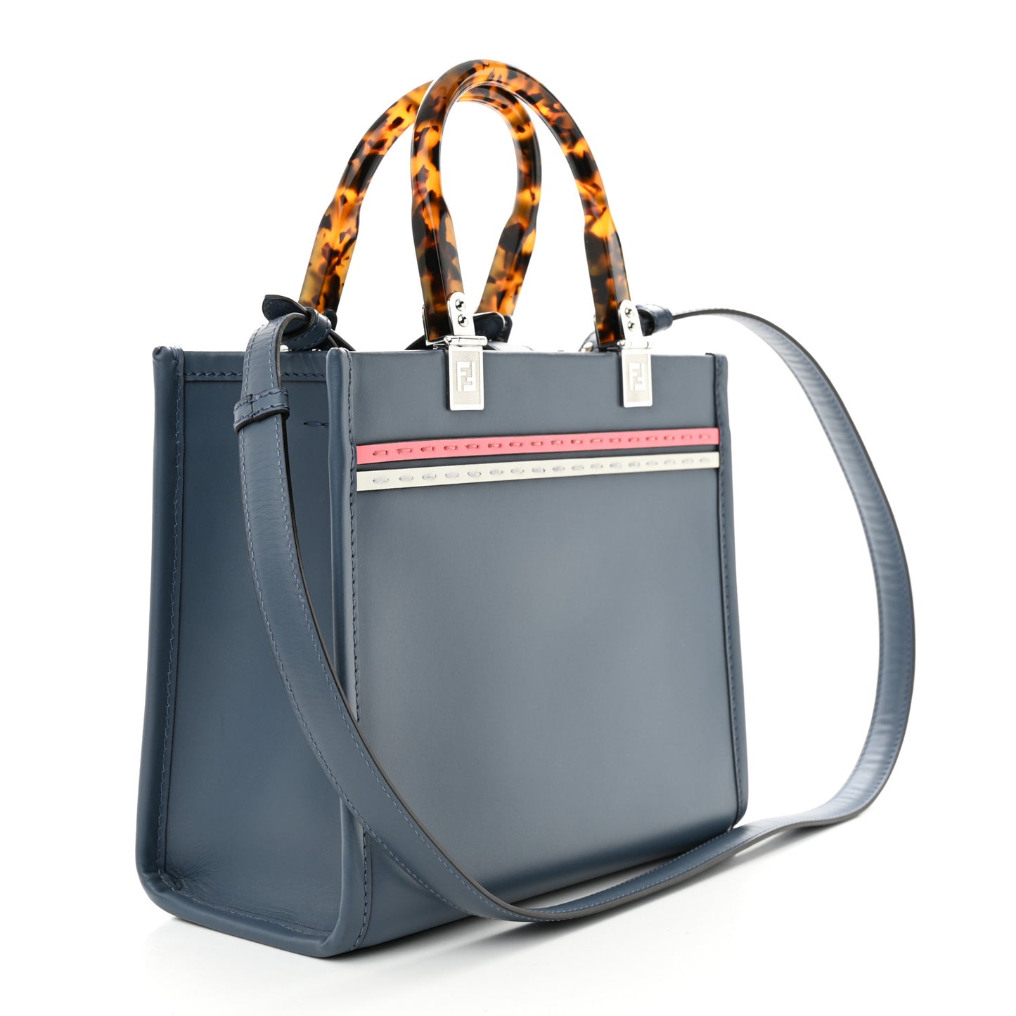 Vitello King Plexiglass Logo Embossed Small Fendi Sunshine Shopper Tote Mirto