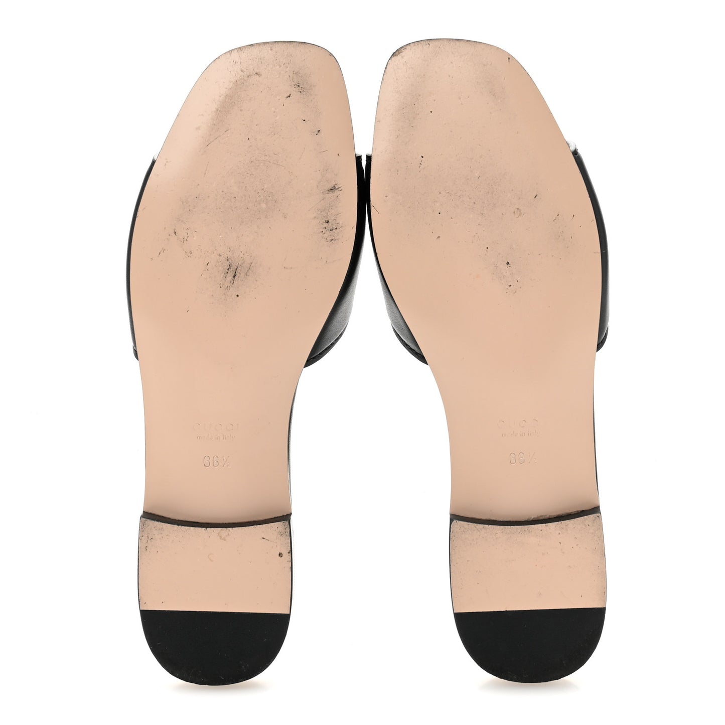 Cosmos Softy Calfskin Interlocking G Cut Out Slide Sandals 36.5 Black