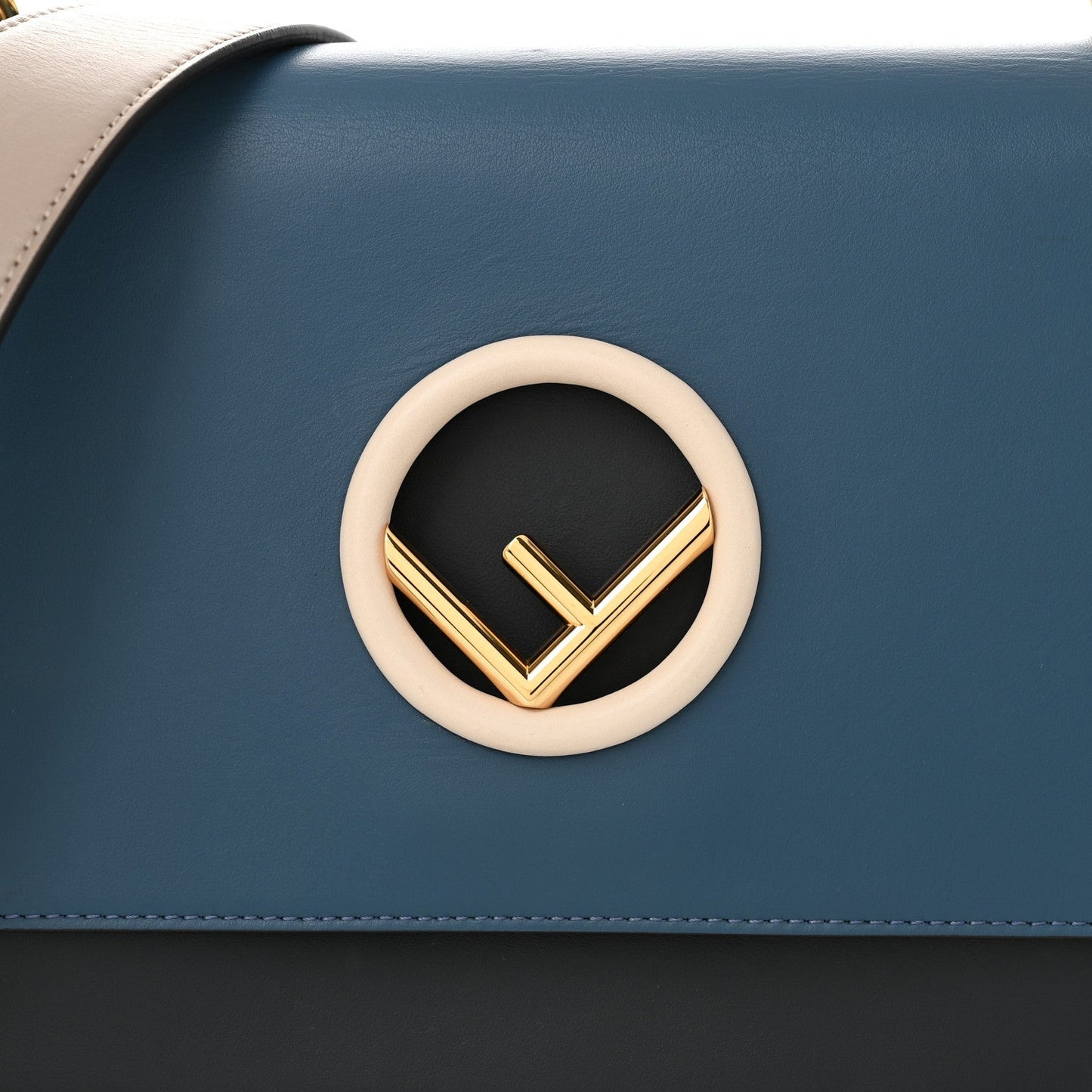Vitello Century Opaco F is Fendi Kan I Shoulder Bag Blue Beige Black