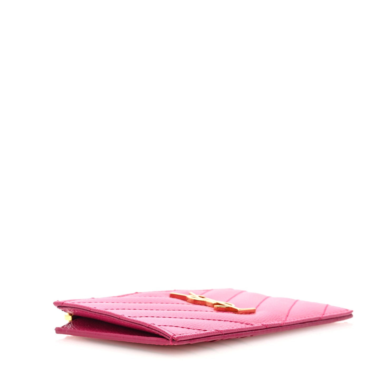 Grain De Poudre Matelasse Chevron Monogram Fragments Zippered Card Case Fresh Fuxia