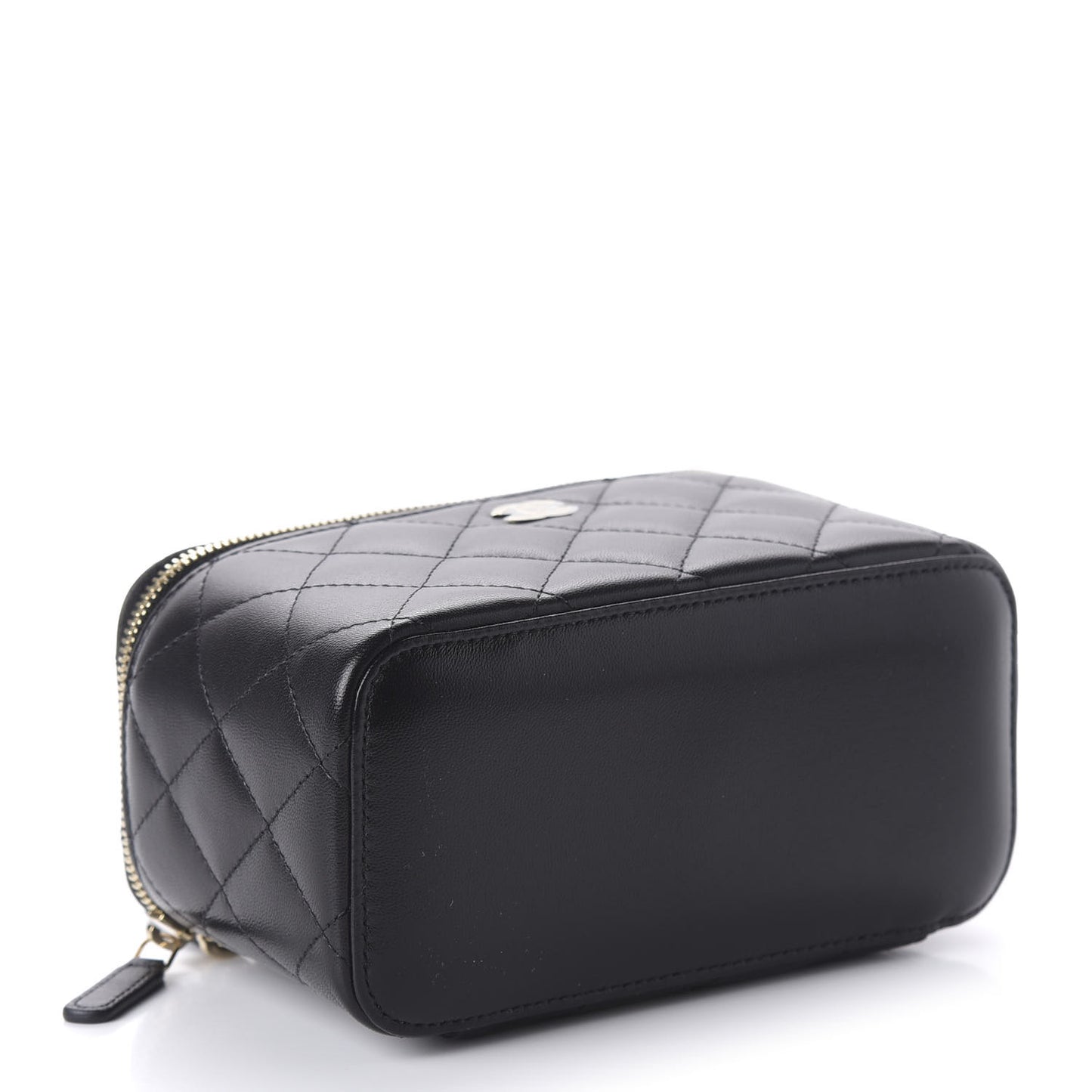 Lambskin Quilted Small Vanity Case With Chain Black