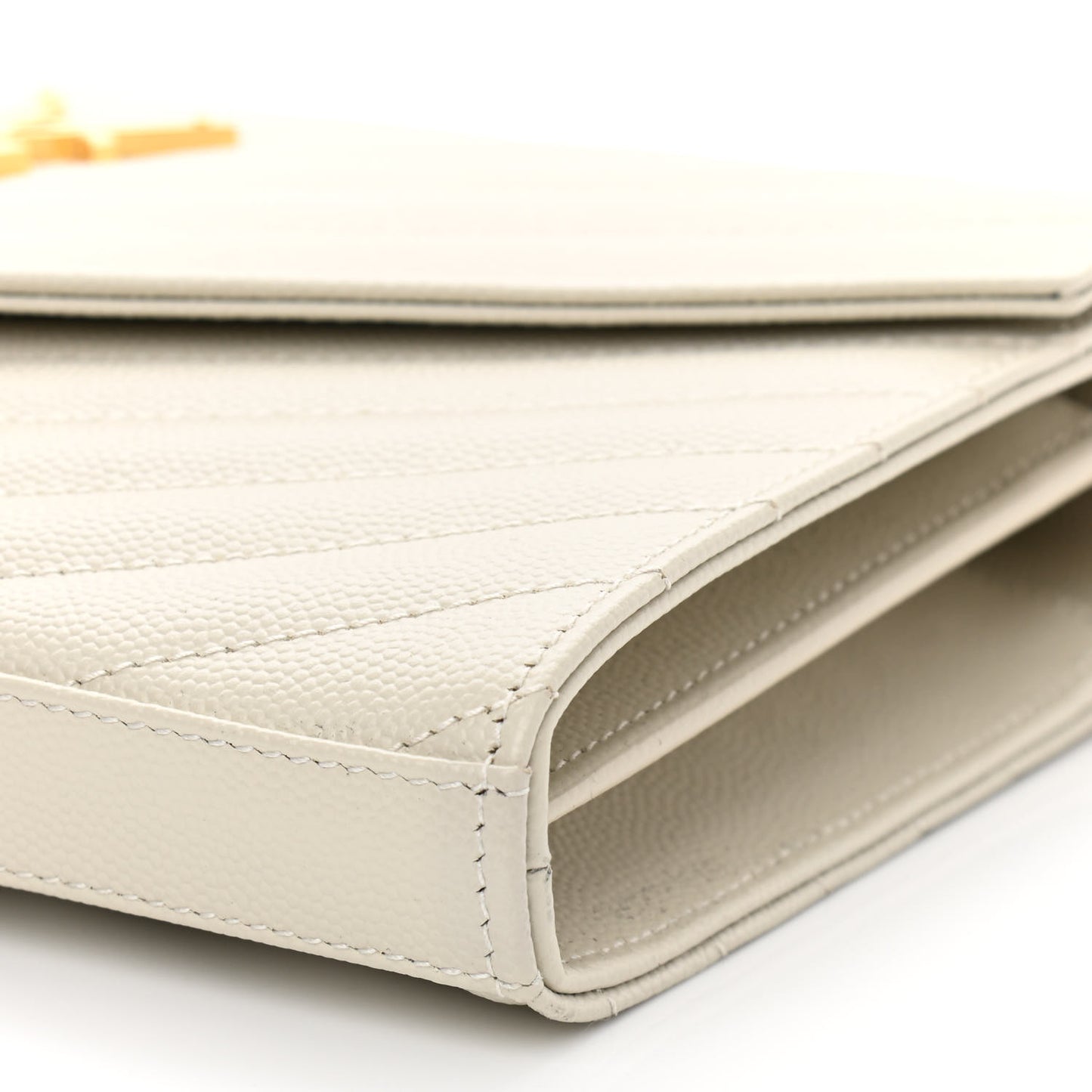 Grain De Poudre Matelasse Chevron Monogram Chain Wallet Crema Soft