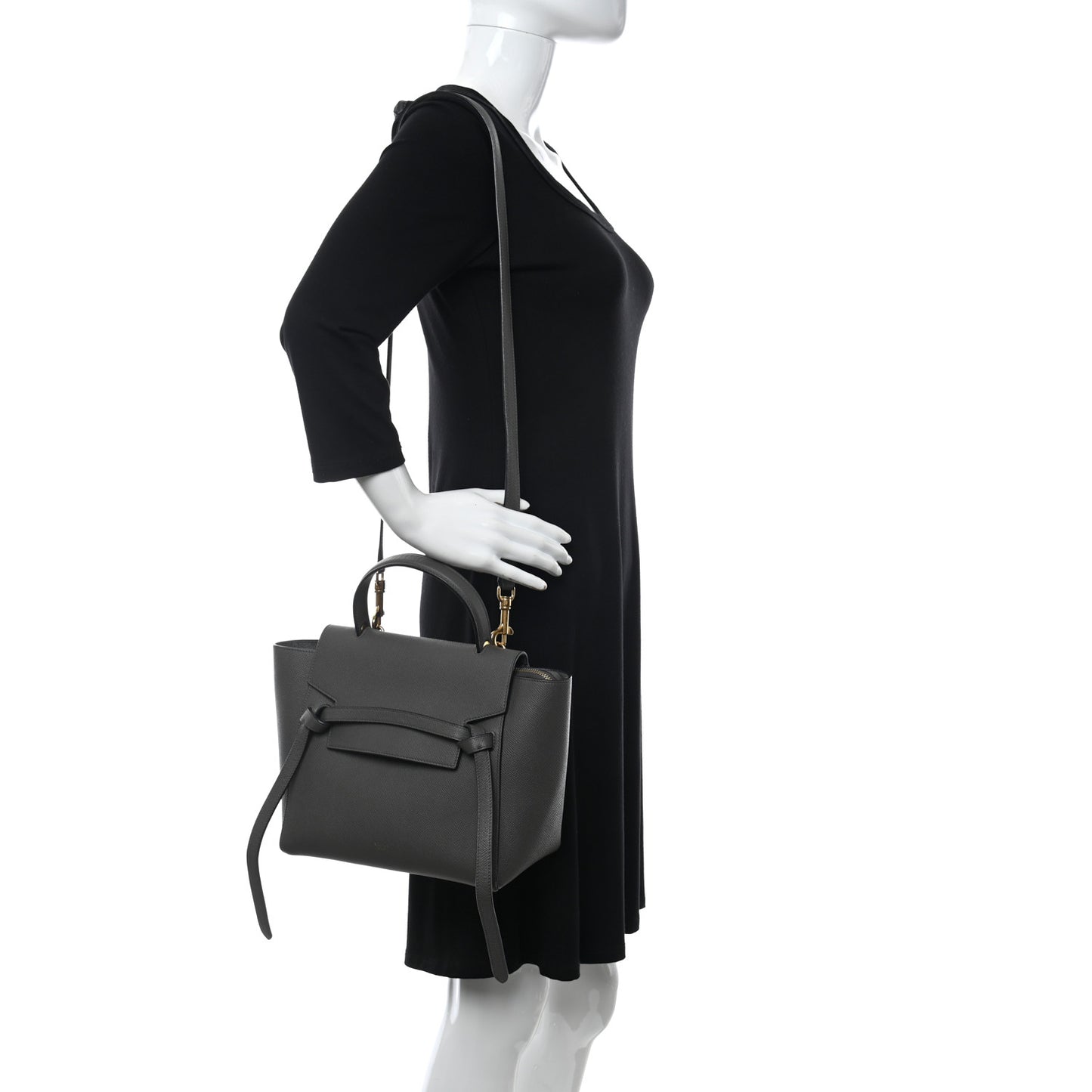 Baby Grained Calfskin Micro Belt Bag Grey