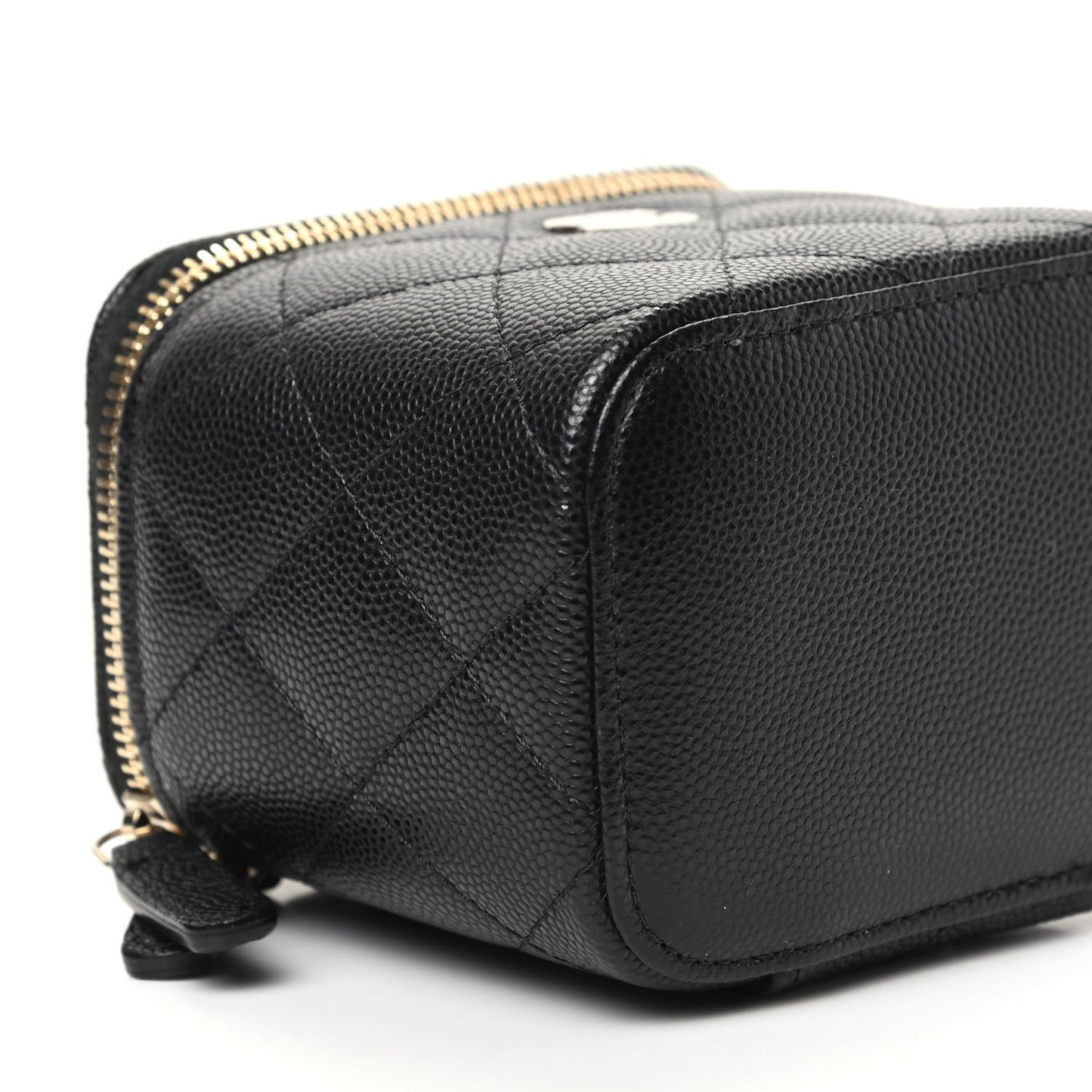 Caviar Quilted Mini Vanity Case With Chain Black