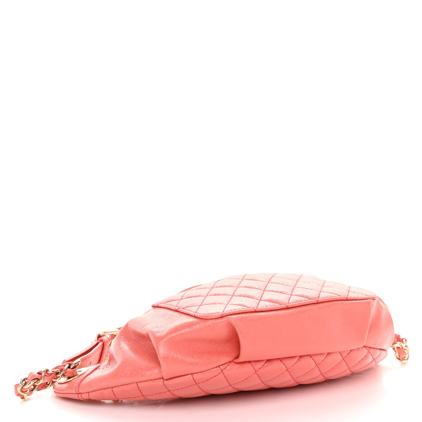 Crumpled Glazed Lambskin Quilted Waist Bag Fanny Pack Pink
