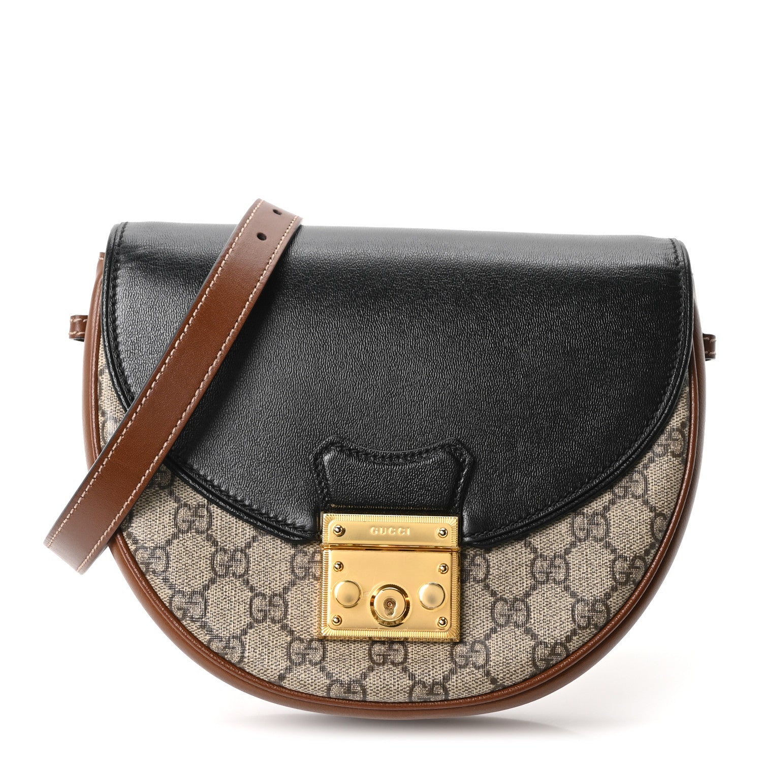 GUCCI GGスプリーム ショルダーバッグ Gucci GG Supreme Monogram Calfskin Small Padlock Messenger