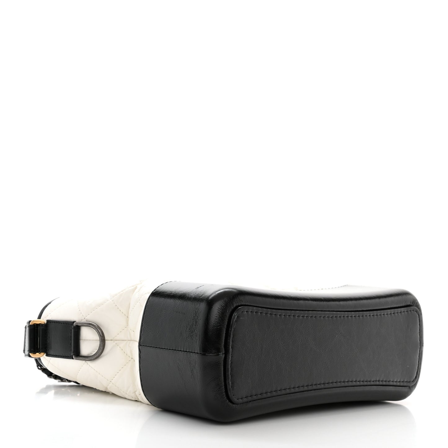 Aged Calfskin Quilted Medium Gabrielle Hobo Black White