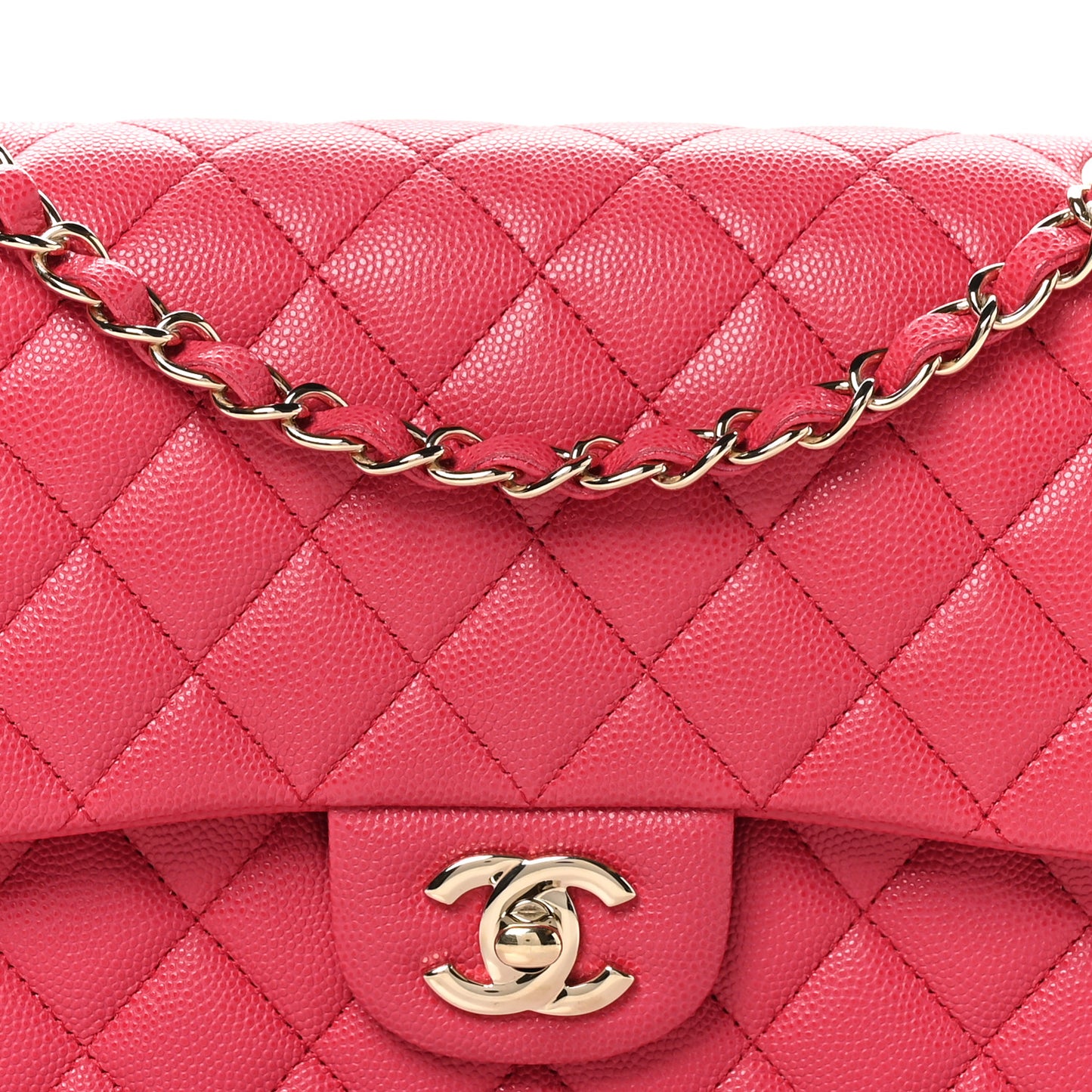 Caviar Quilted Medium Double Flap Dark Pink