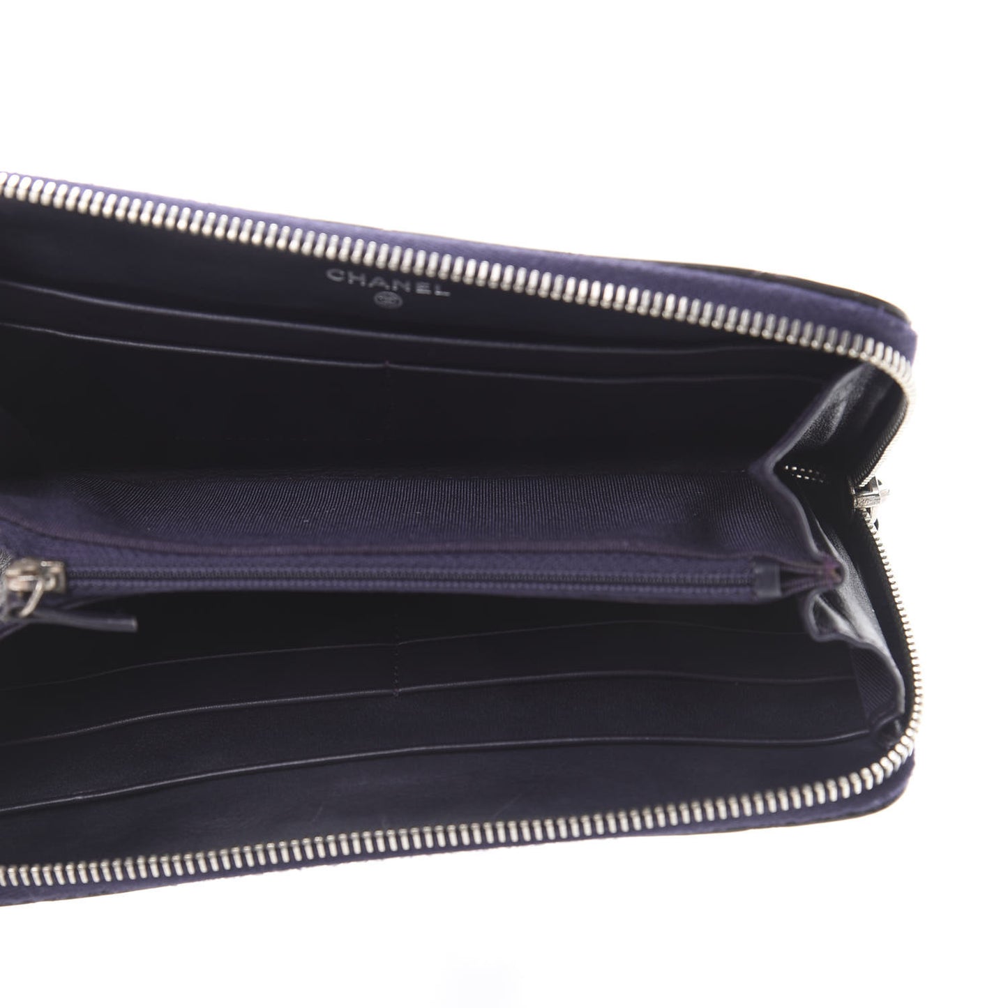 Patent Quilted Small Zip Around Wallet Dark Purple