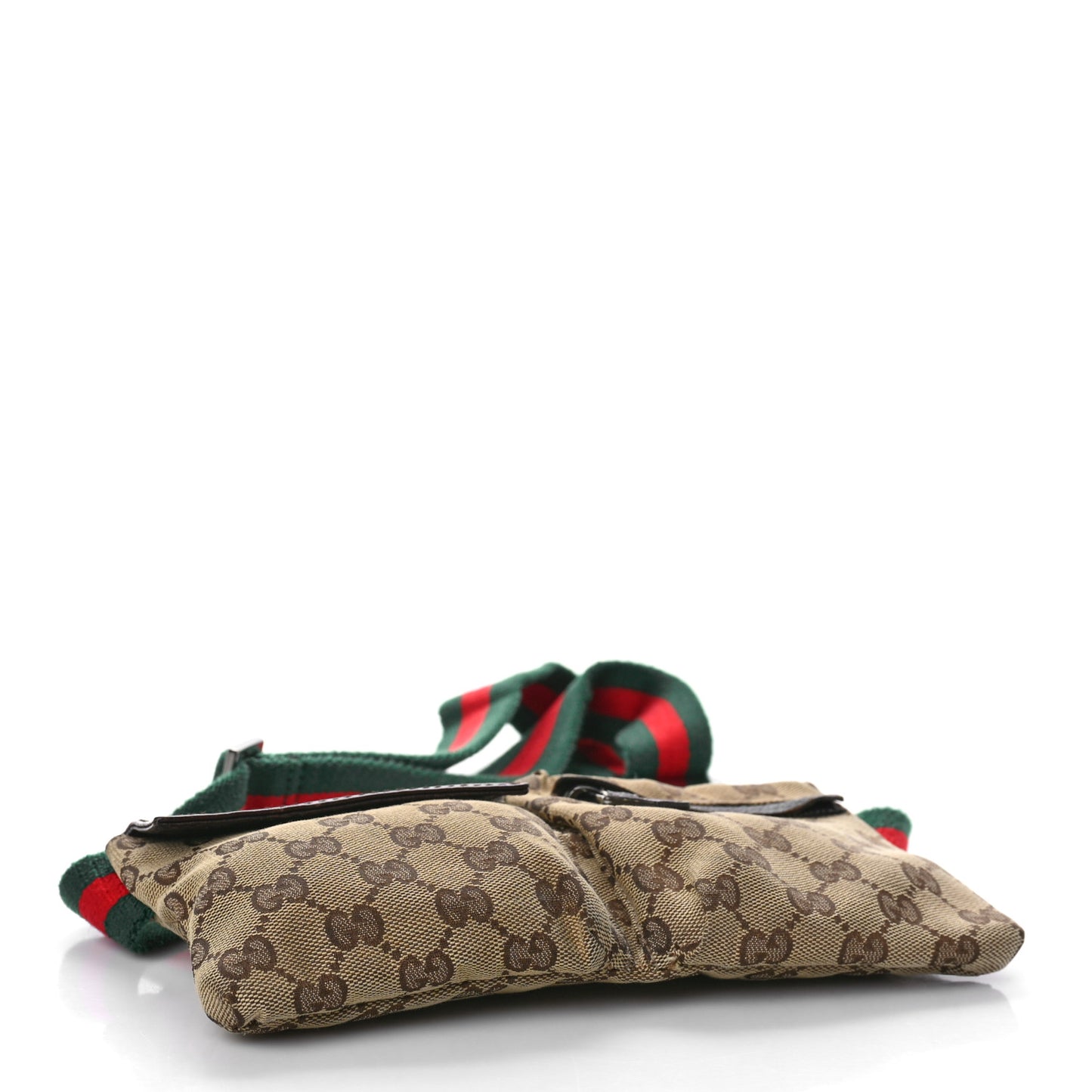 GG Monogram Web Double Pocket Belt Bag Dark Brown