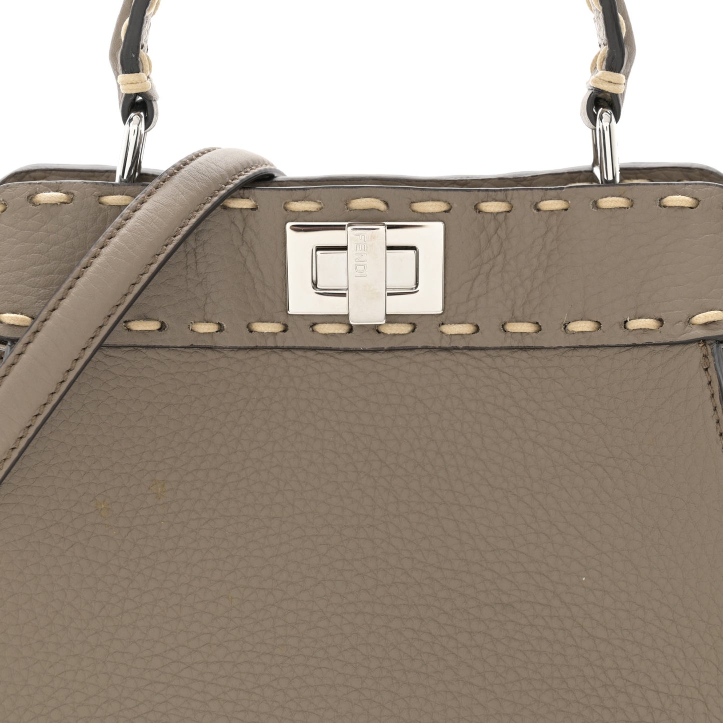Vitello Granato Camoscio Macro Stitching Selleria Mini Peekaboo Iconic Satchel Tartufo