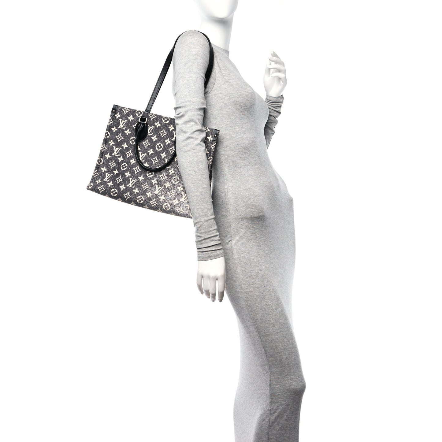 Monogram Jacquard Denim Onthego MM Black