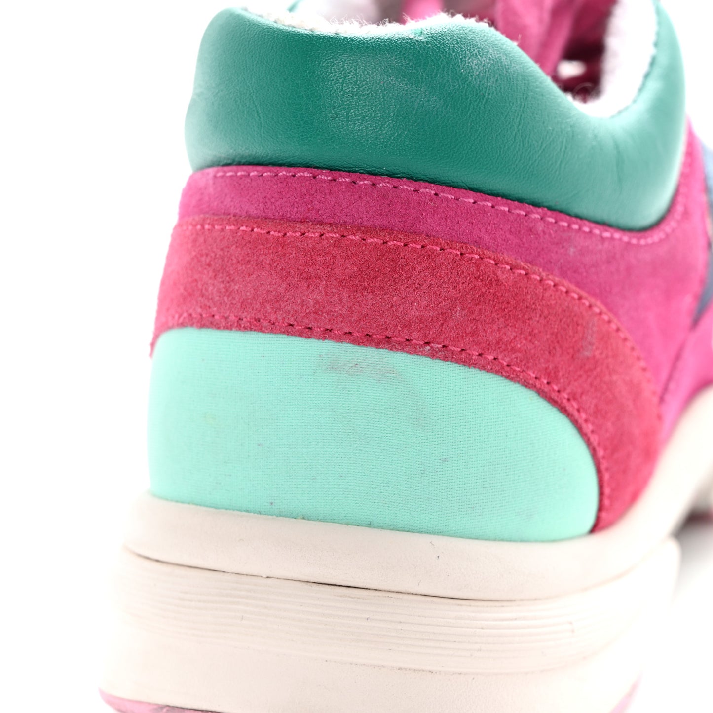 Nylon Calfskin Suede CC Sneakers 39.5 Pink Green