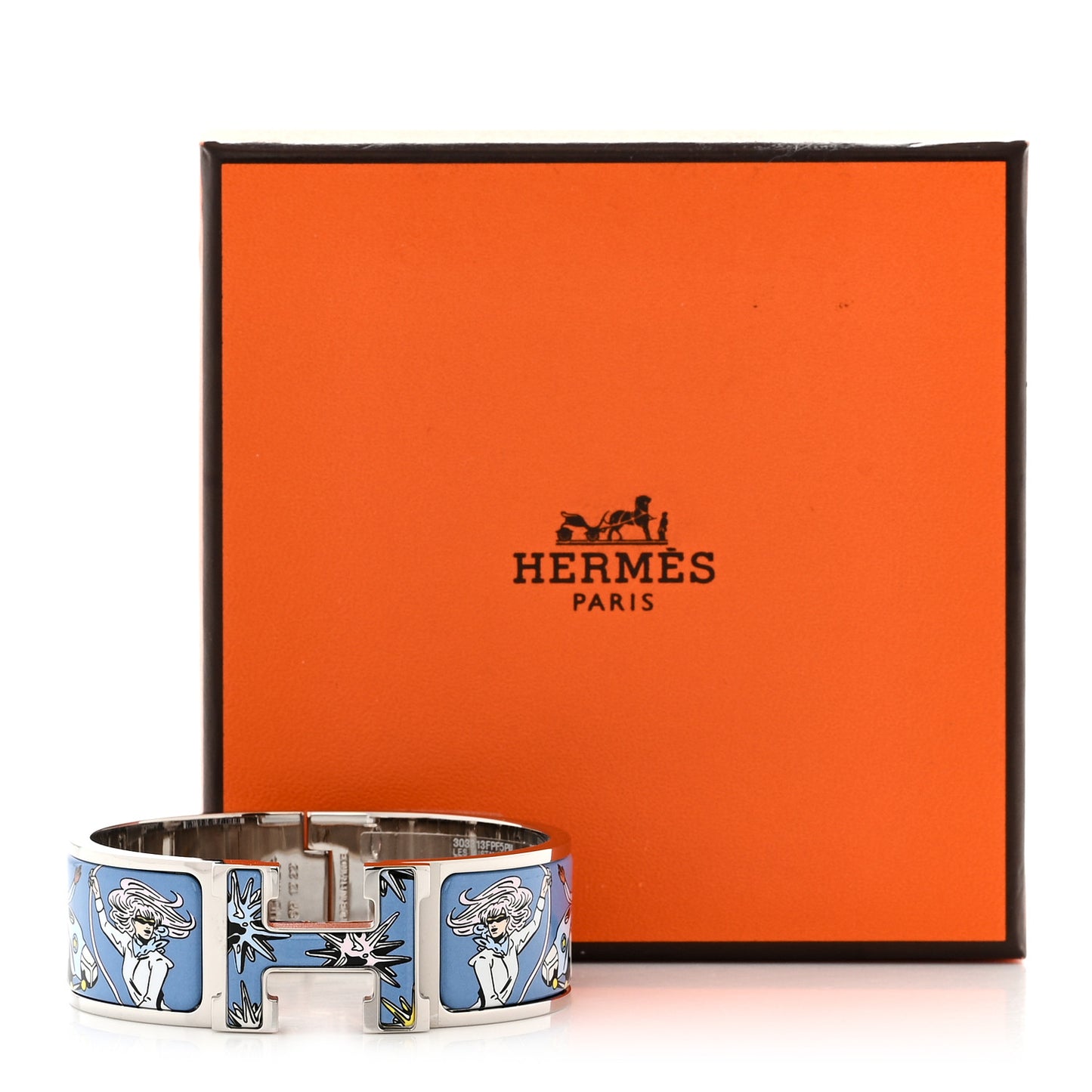 Enamel Printed Wide Les Mustangs II Clic Clac H Bracelet PM Ecume