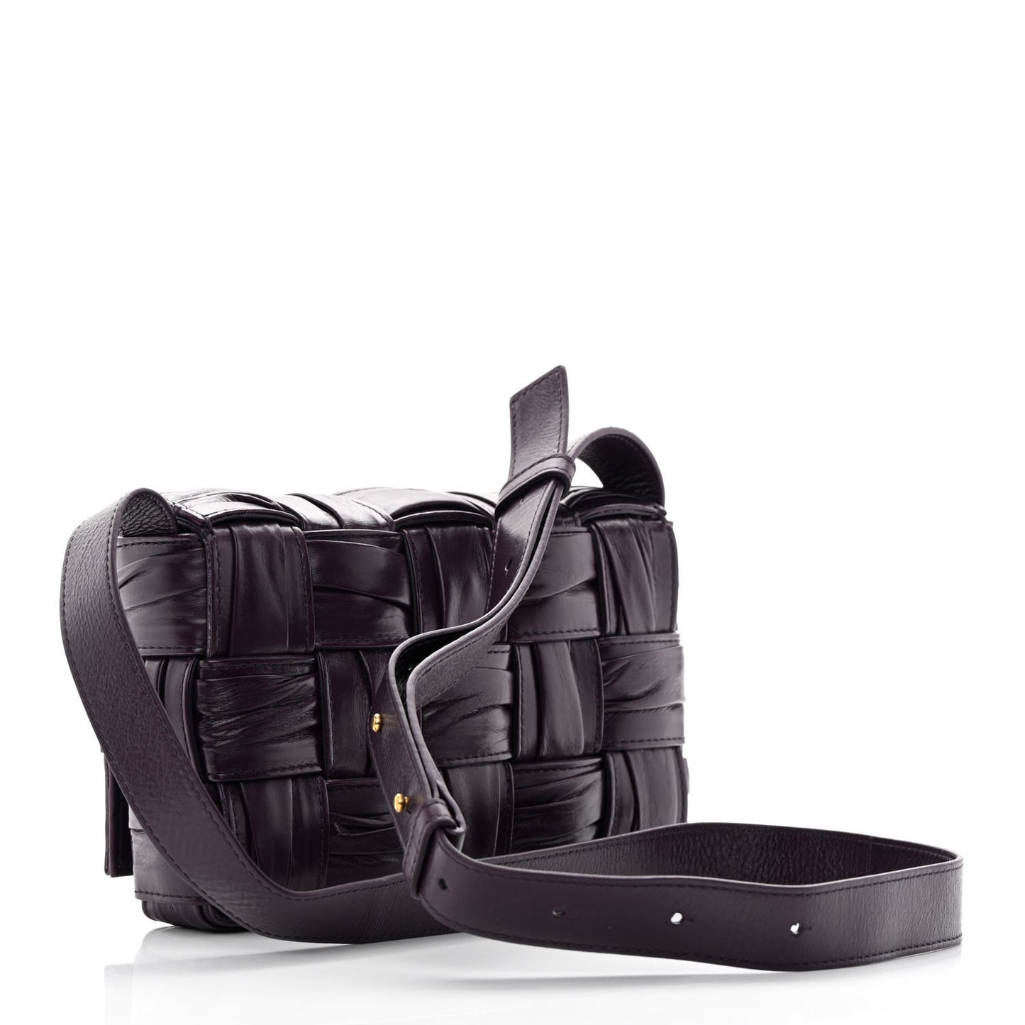 Calfskin Intreccio Plisse Cassette Crossbody Bag Dark Mystic