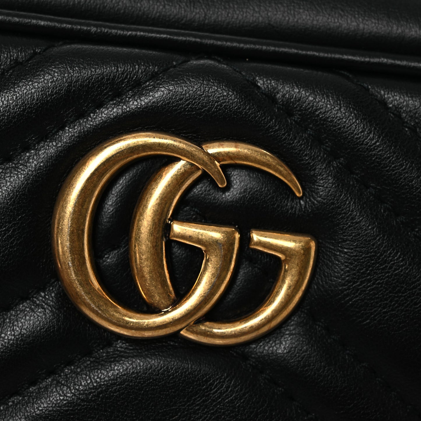Calfskin Matelasse Mini GG Marmont Chain Shoulder Bag Black