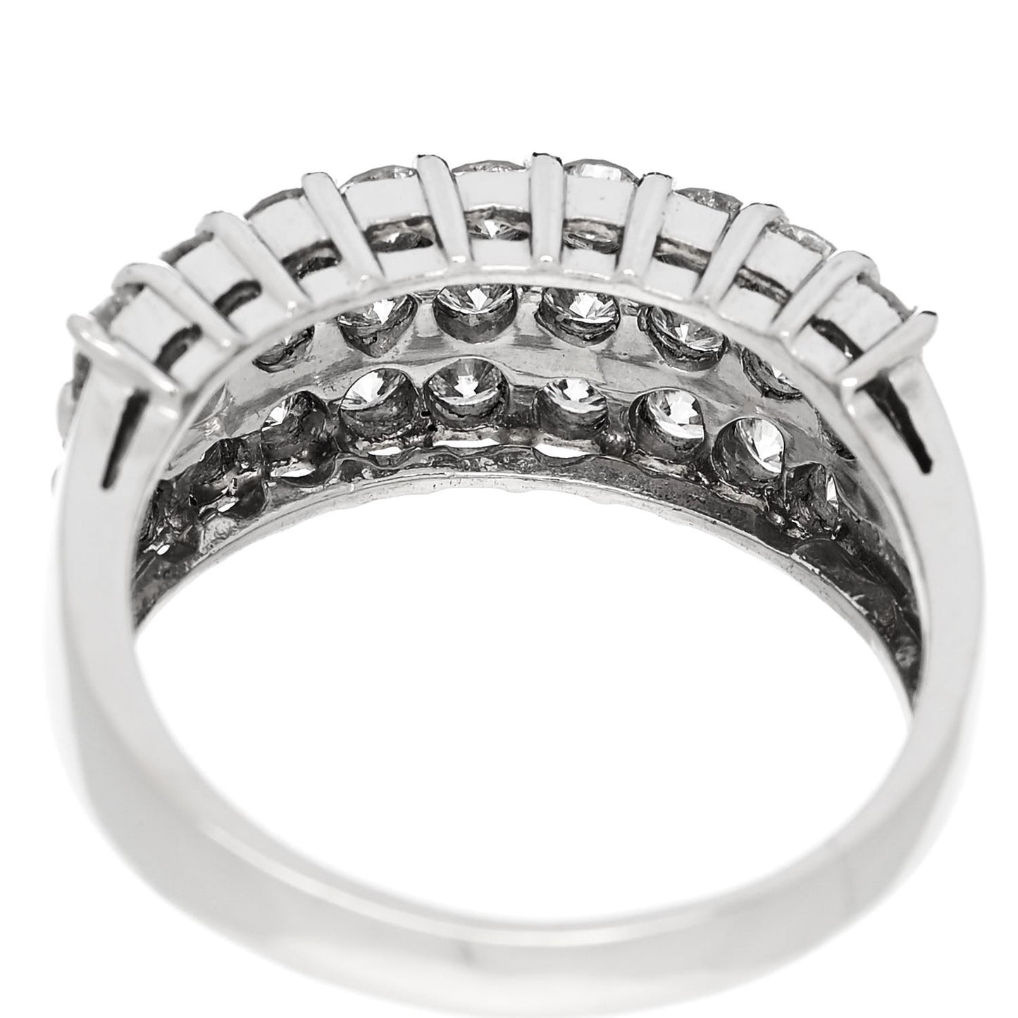 Platinum Diamond 2.00ct Three Row Half Eternity Band Ring 58 8.25