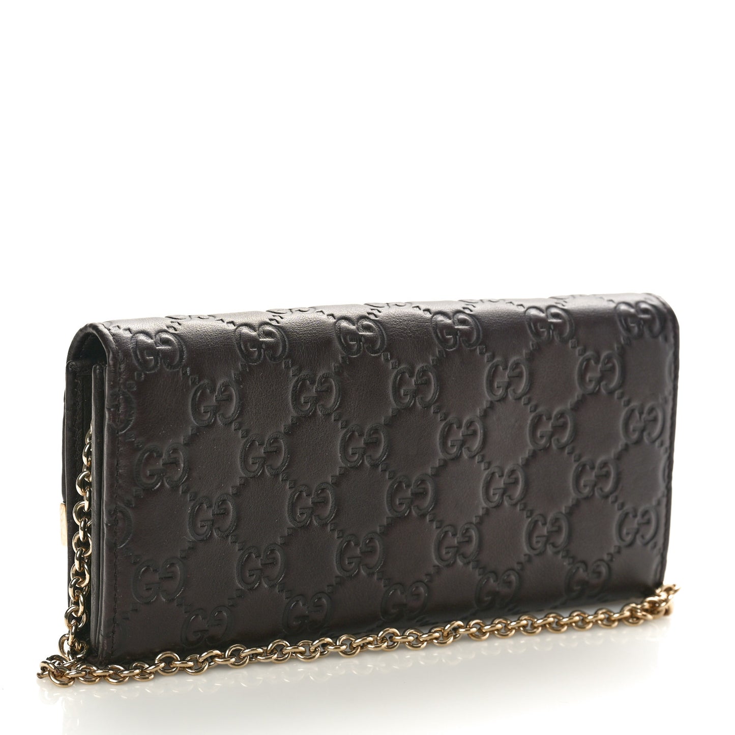 Guccissima Signature Dice Chain Wallet Chocolate