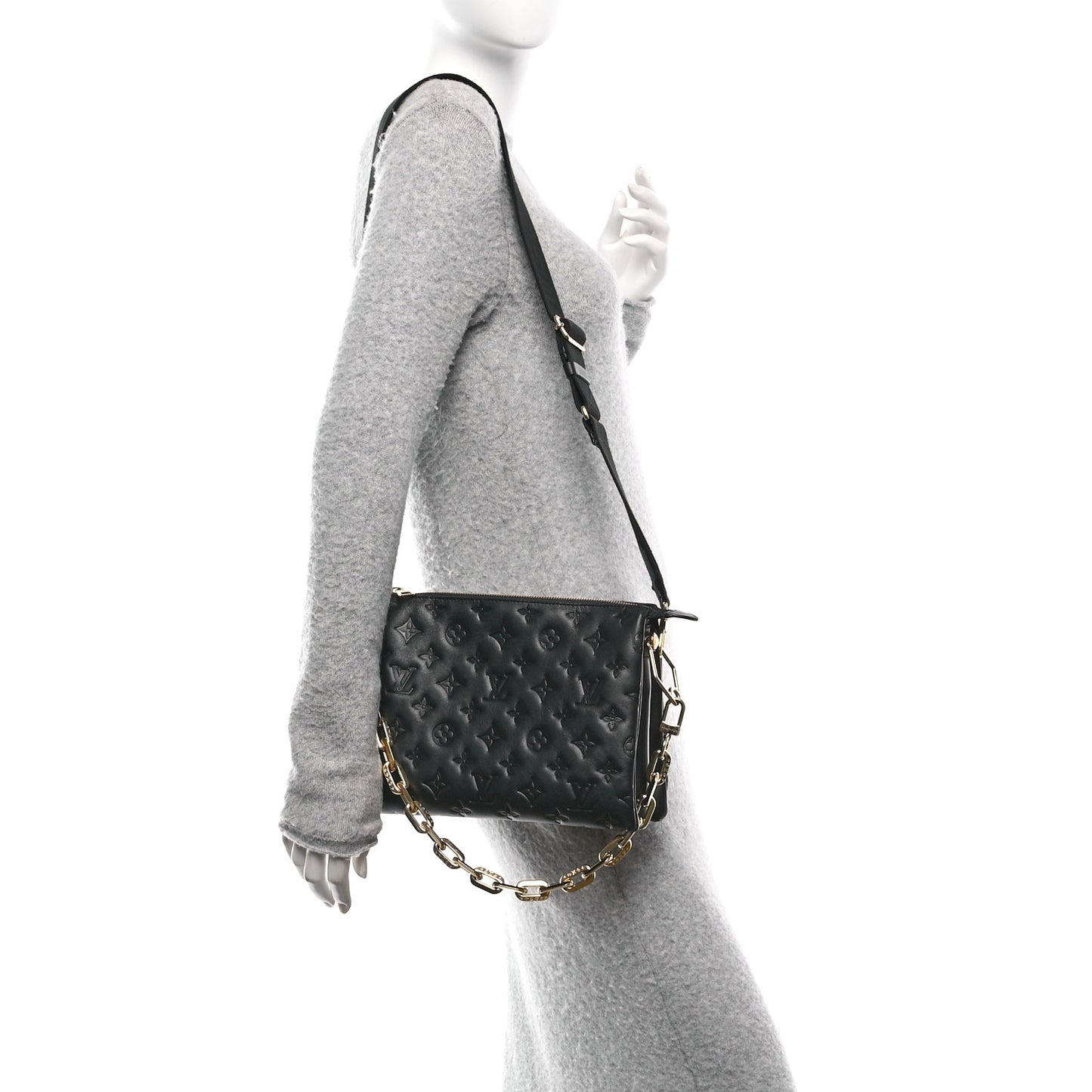 Lambskin Embossed Monogram Coussin PM Black