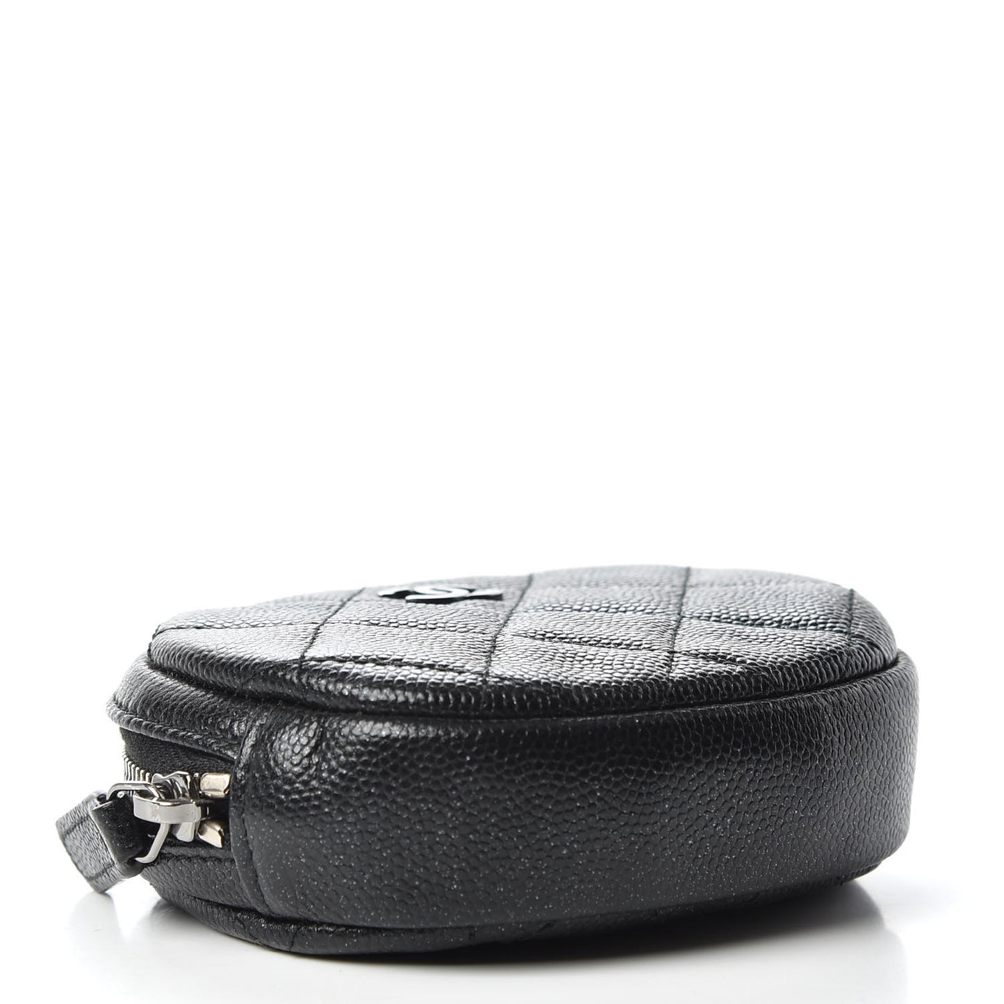 Iridescent Caviar Quilted Zip Around Classic Coin Purse Black