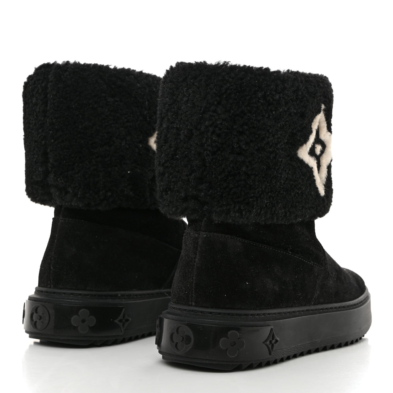 Louis Vuitton Suede Calfskin Shearling Snowdrop Flat Ankle Boot 36 Black 5 of 10
