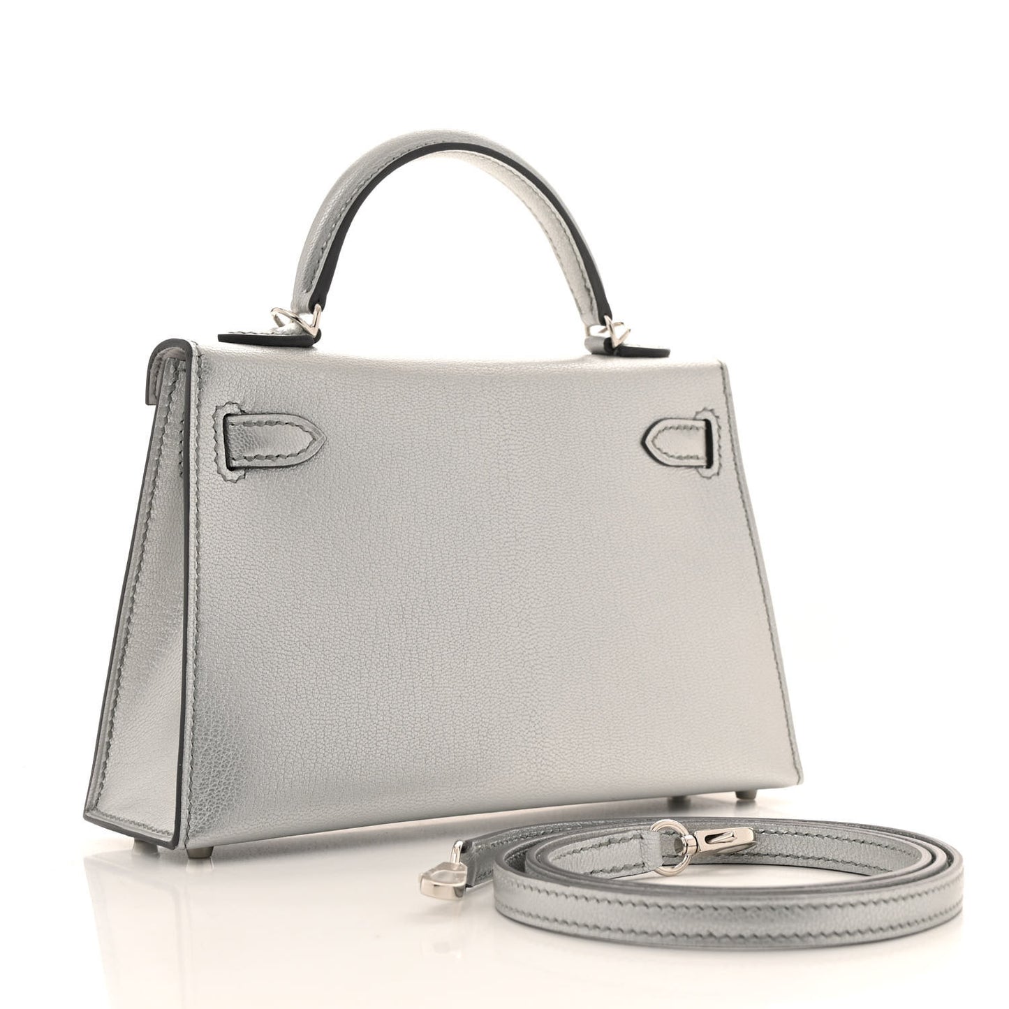 Metallic Chevre Chamkilight Mini Kelly Sellier 20 Argent