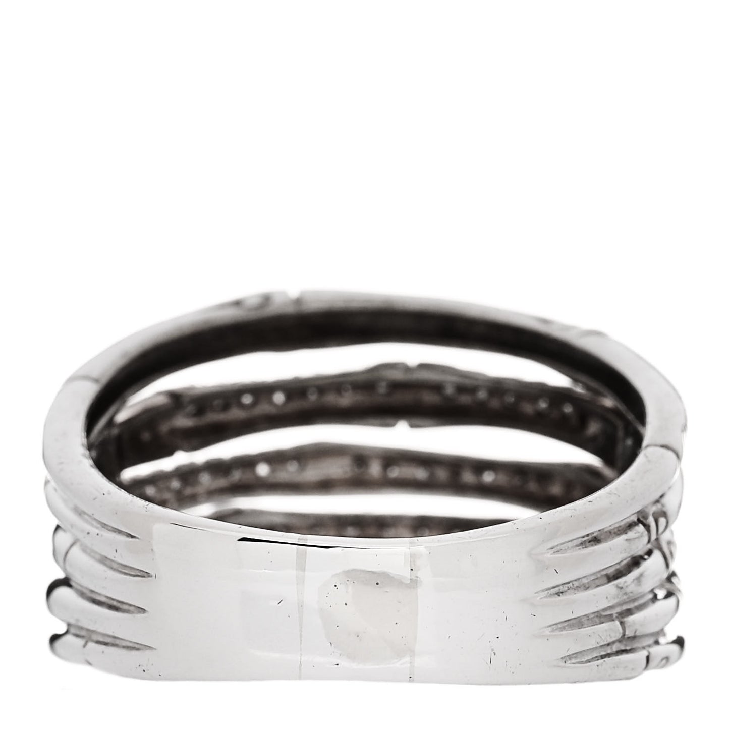 Sterling Silver Diamond Bamboo Multi Row Ring 57 8